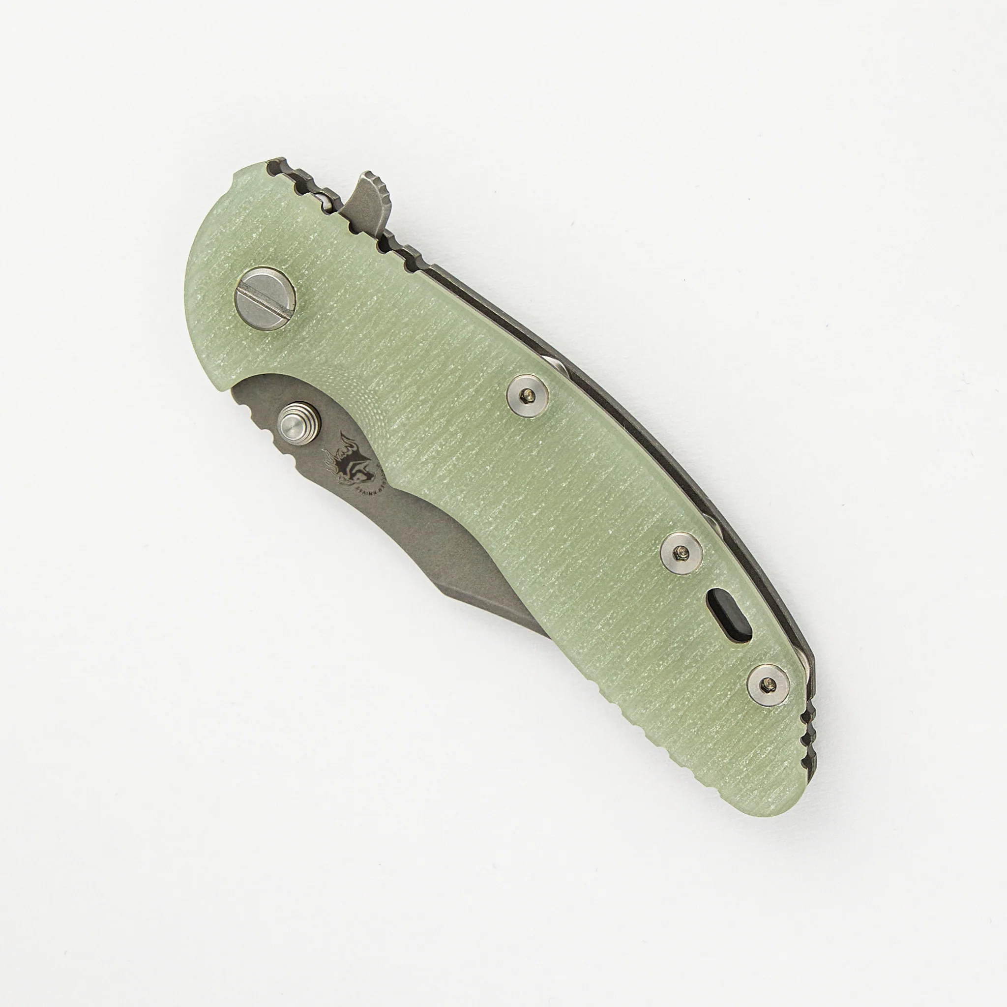 XM-18 3.5" Bowie CPM 20CV Blade - Tri-Way - Working Finish - Translucent Green G10 - Image 3
