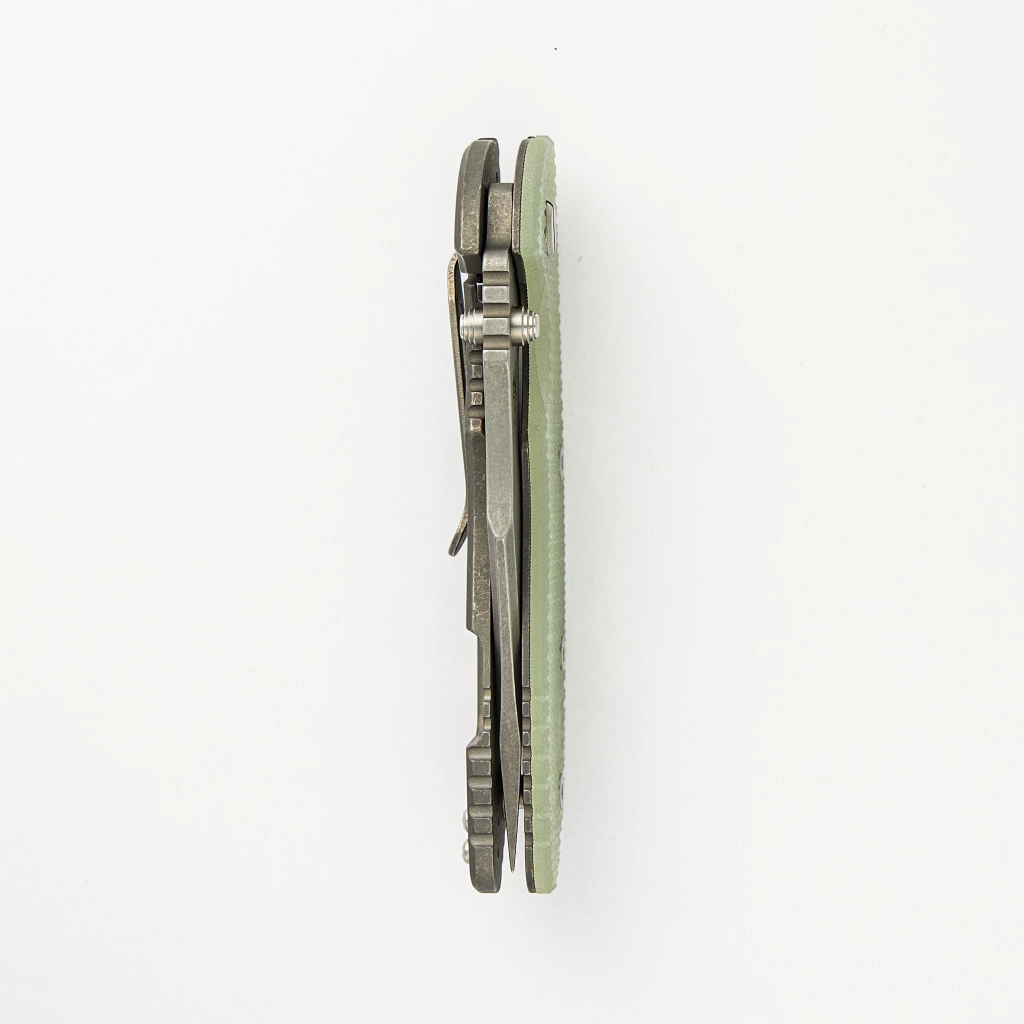 XM-18 3.5" Bowie CPM 20CV Blade - Tri-Way - Working Finish - Translucent Green G10 - Image 5