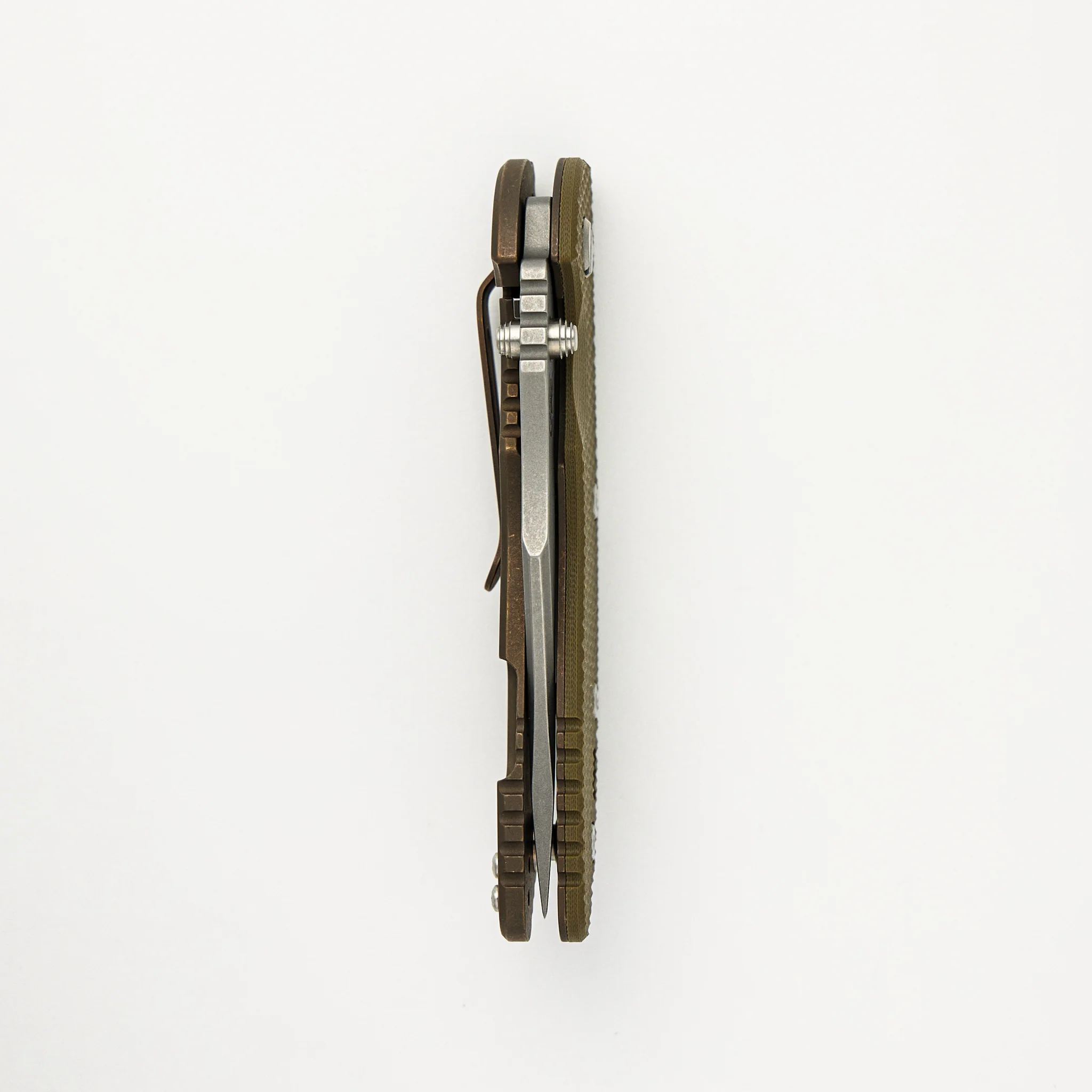 XM-18 3.5″ - Bowie S45VN - Non Flipper - Tri-Way - Battle Bronze - OD Green G10 - Image 5