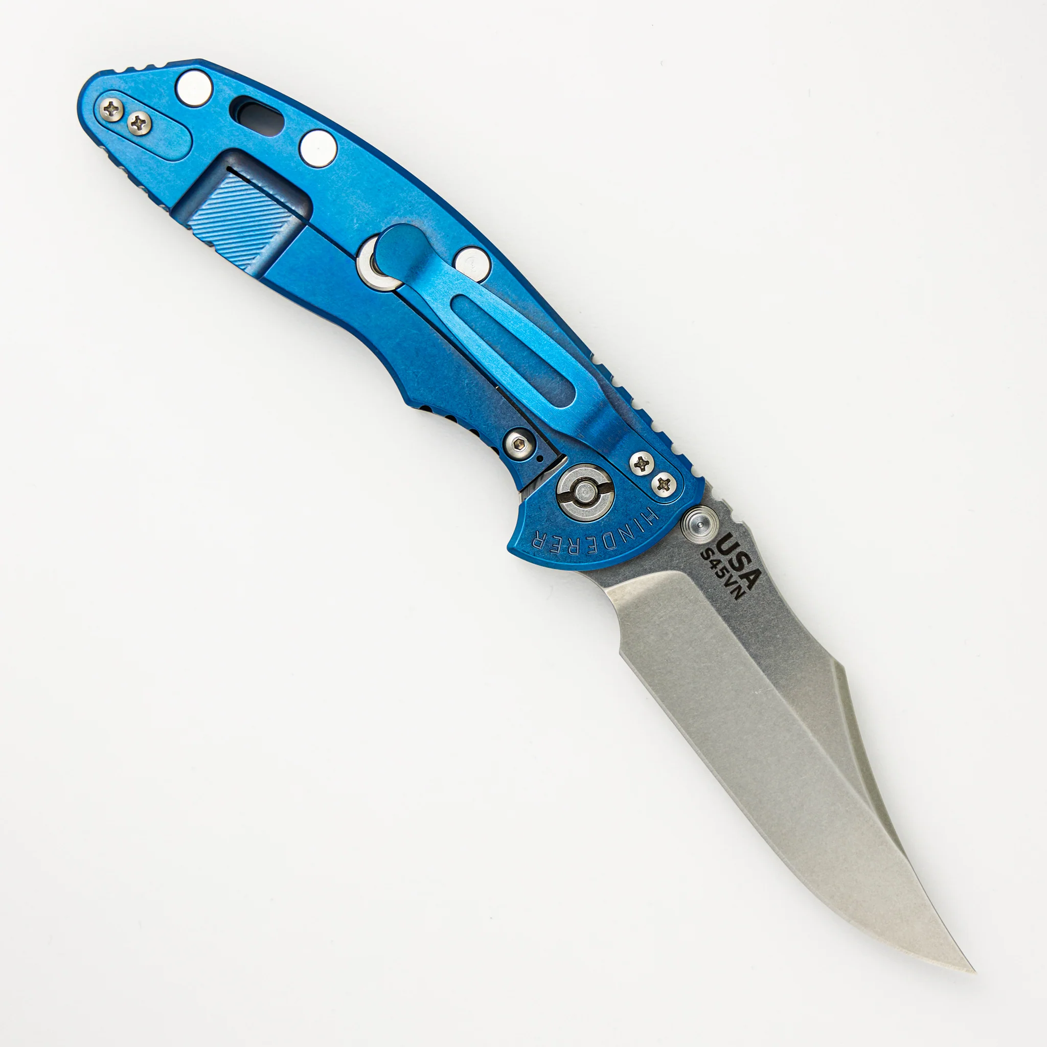 XM-18 3.5" S45VN Bowie Non Flipper Tri-Way Stonewash Blue Black G10 - Image 2