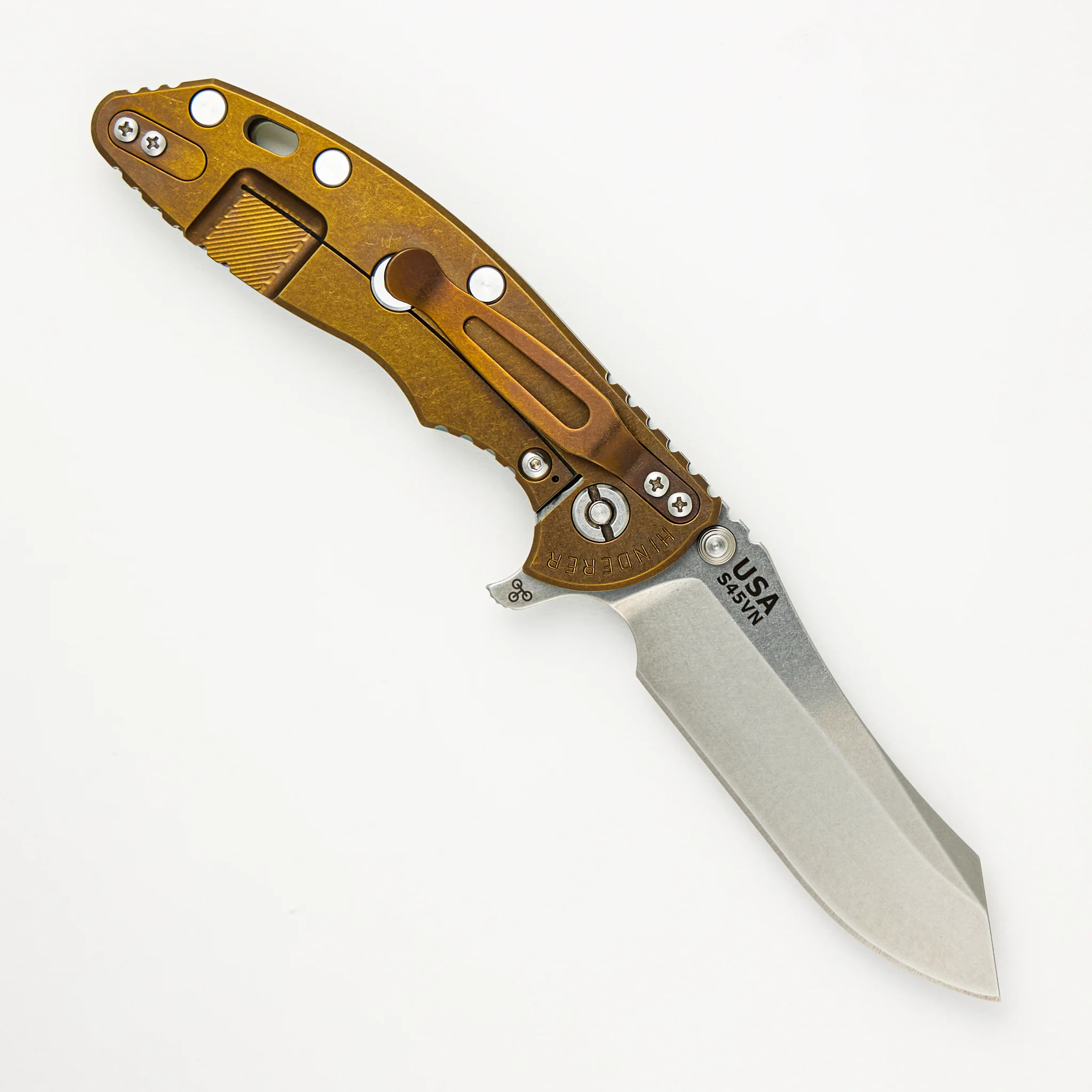 XM-18 3.5" - S45VN Skinner - Tri-Way - Stonewash Bronze - Translucent Green G10 - Image 2
