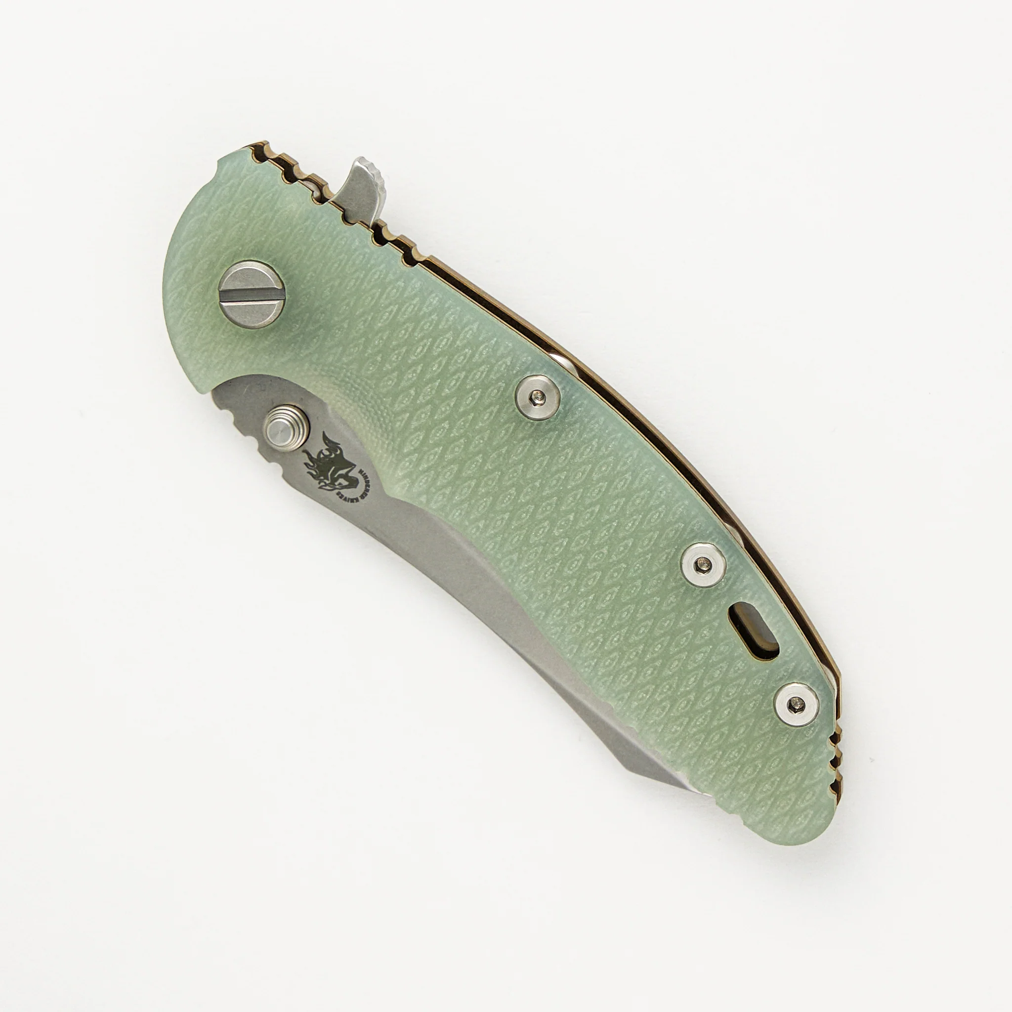 XM-18 3.5" - S45VN Skinner - Tri-Way - Stonewash Bronze - Translucent Green G10 - Image 3