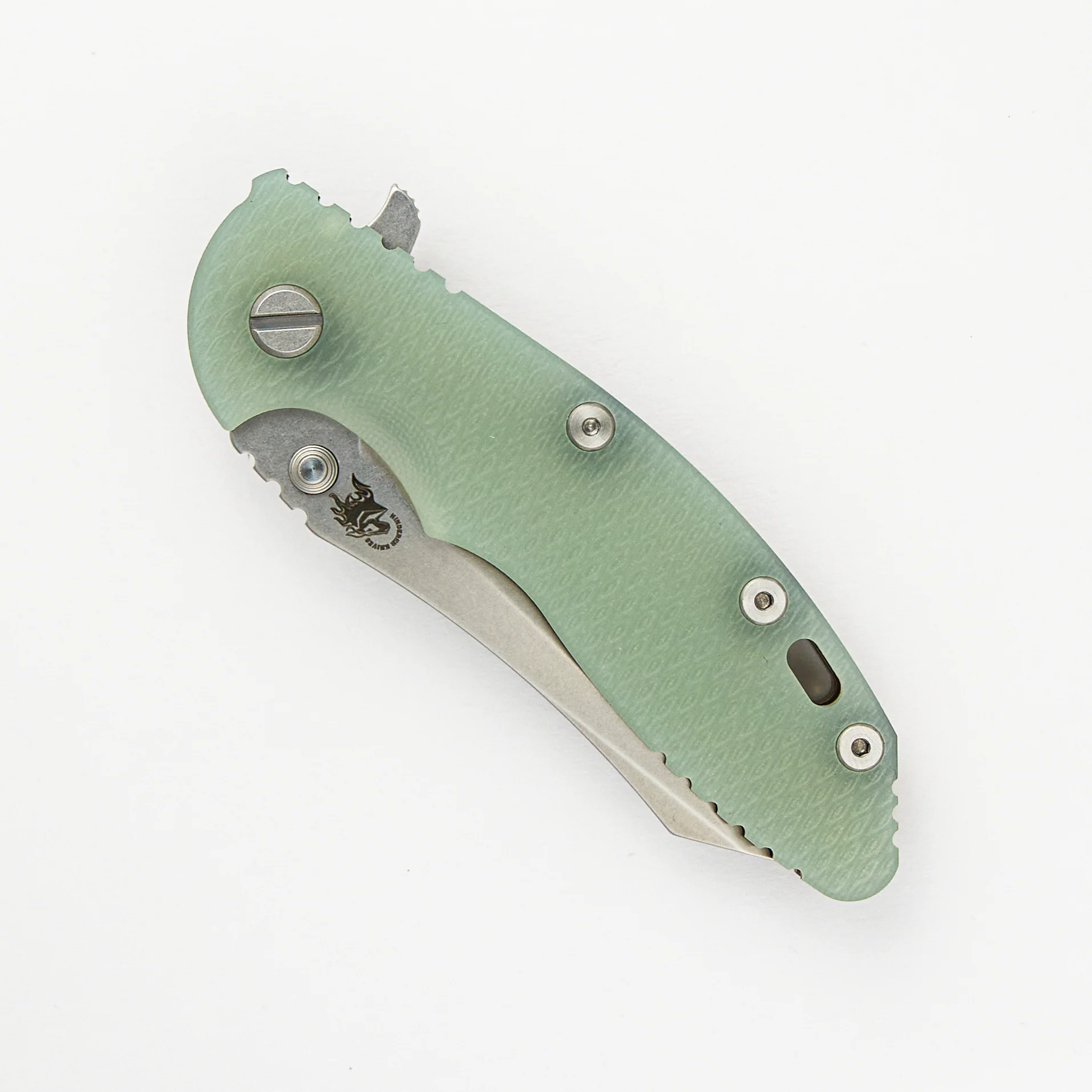 XM-18 3.5″ – Skinner S45VN – Tri-Way – Stonewash Bronze – Translucent Green G10 - Image 3