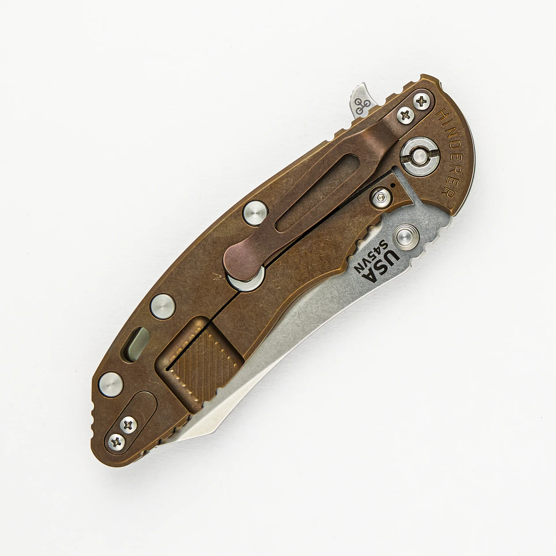 XM-18 3.5″ – Skinner S45VN – Tri-Way – Stonewash Bronze – Translucent Green G10 - Image 4