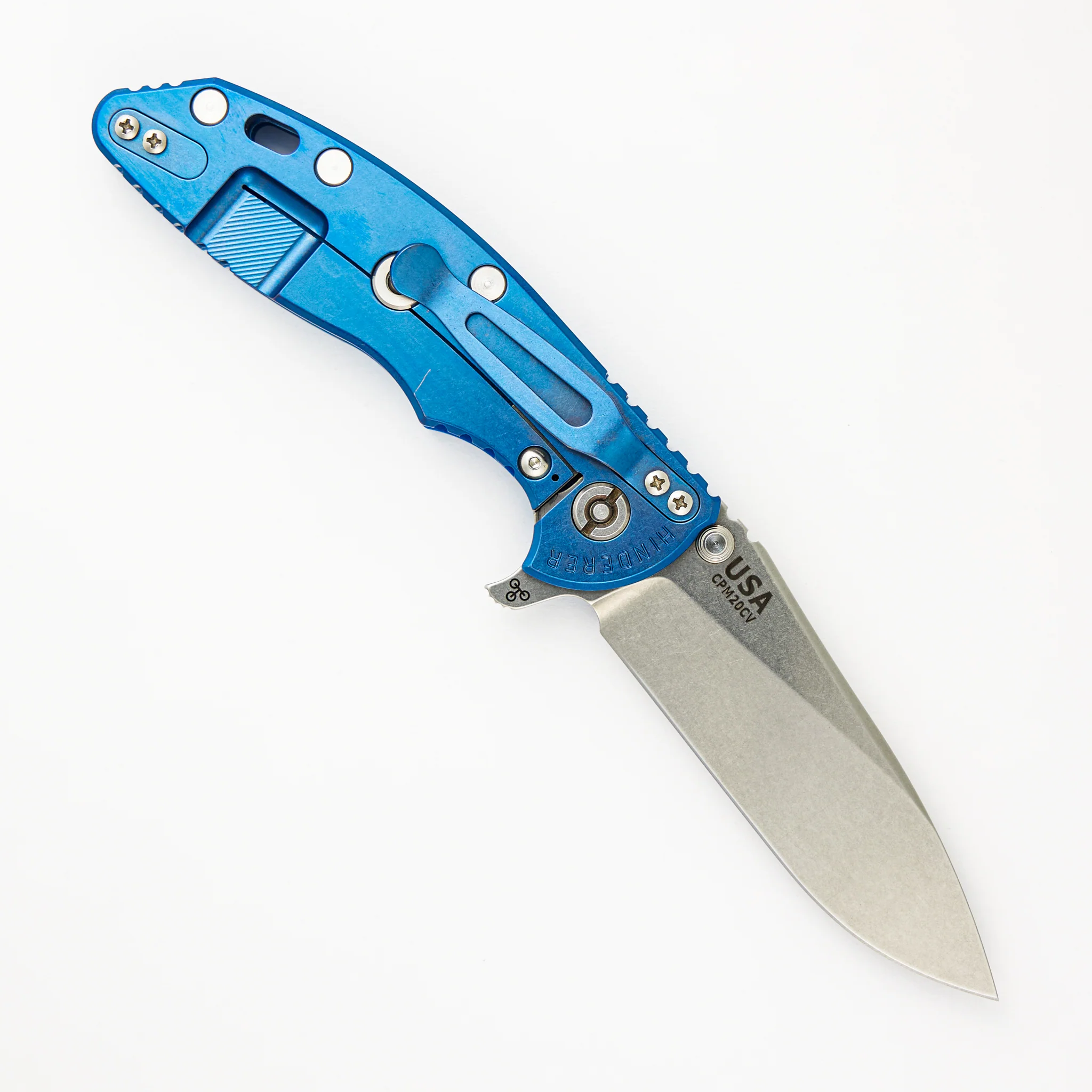 XM-18 3.5" Slicer - No Choil - Tri-Way - Stonewash Blue - Blue G10 - Image 2