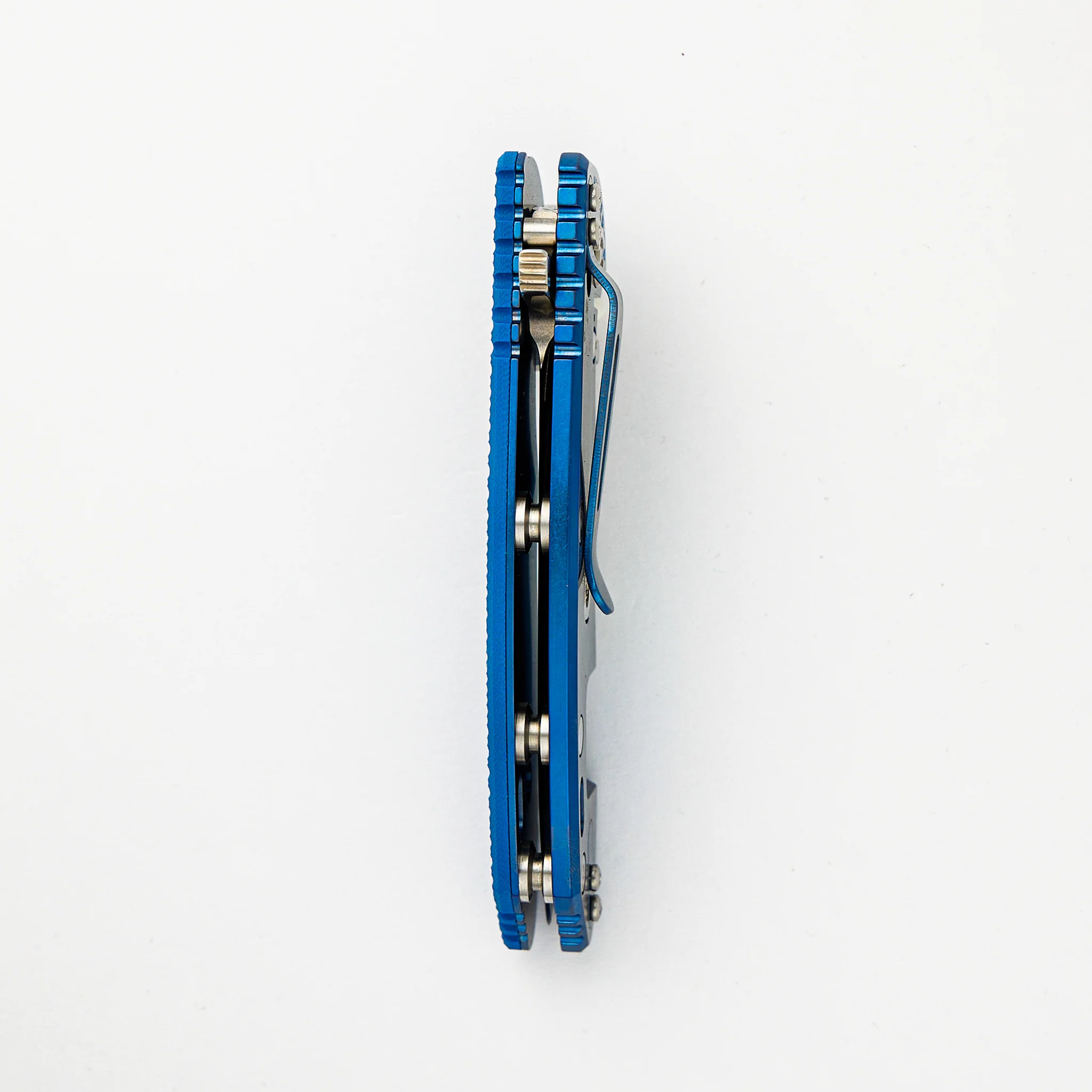 XM-18 3.5" Slicer - No Choil - Tri-Way - Stonewash Blue - Blue G10 - Image 6