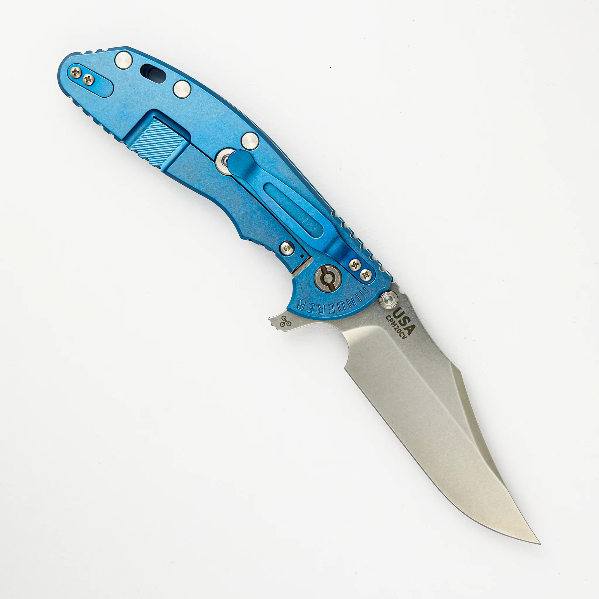 XM-24 4.0″ – Bowie CPM 20CV Blade – Tri-Way – Stonewash Blue – Blue/Black G10 - Image 2