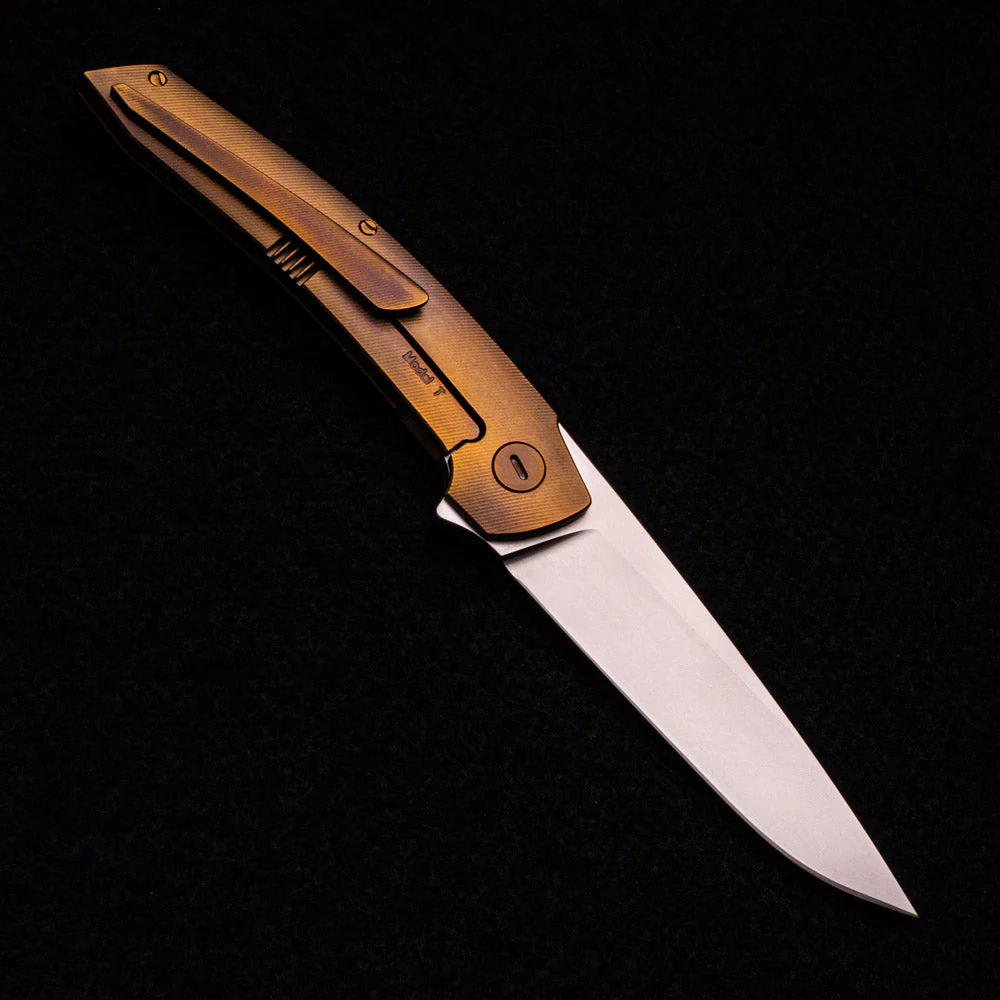 Model T – RWL-34 Blade – Bronze TI W- Bronze – Green Micarta Inlay - Image 2