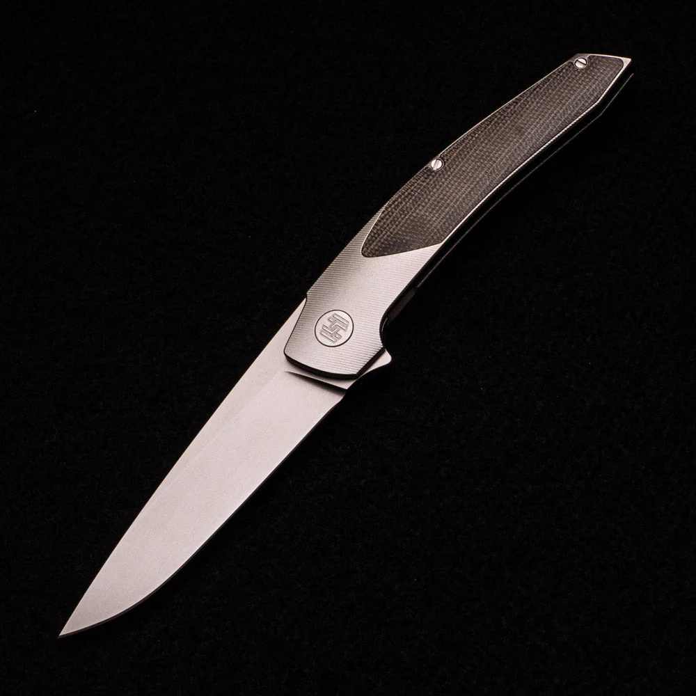 Model T ā RWL-34 Blade ā TI W- Silver ā Green Micarta Inlay