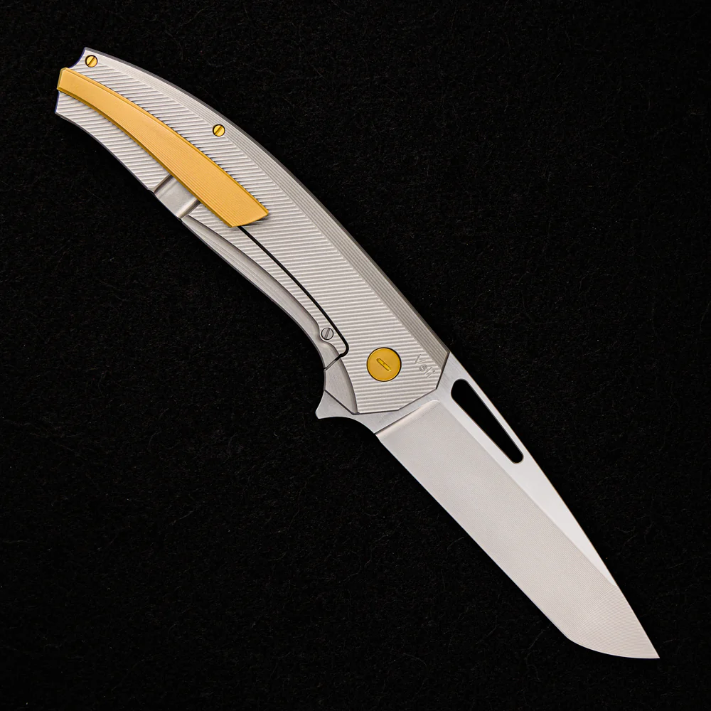 Veli – Titanium Handle – RWL-34 Blade – Gold Titanium Hardware - Image 2