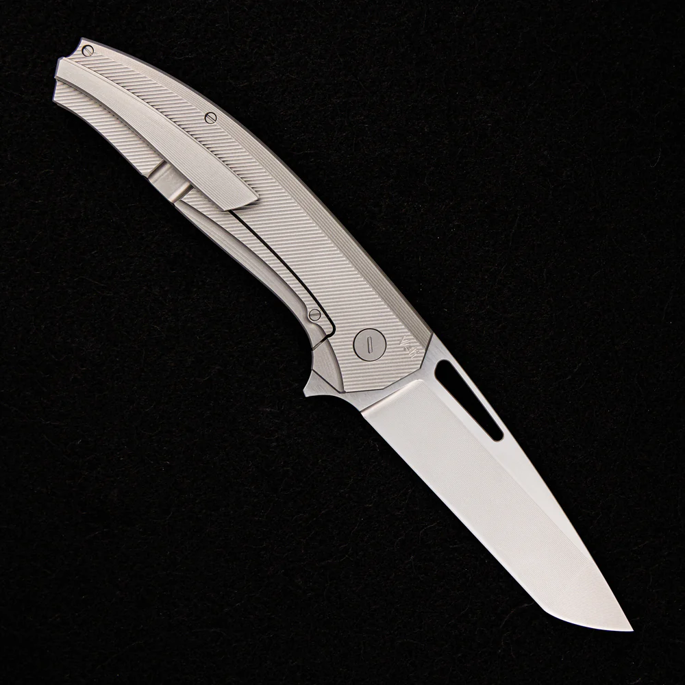 Veli – Titanium Handle – RWL-34 Blade – Silver Titanium Hardware - Image 2