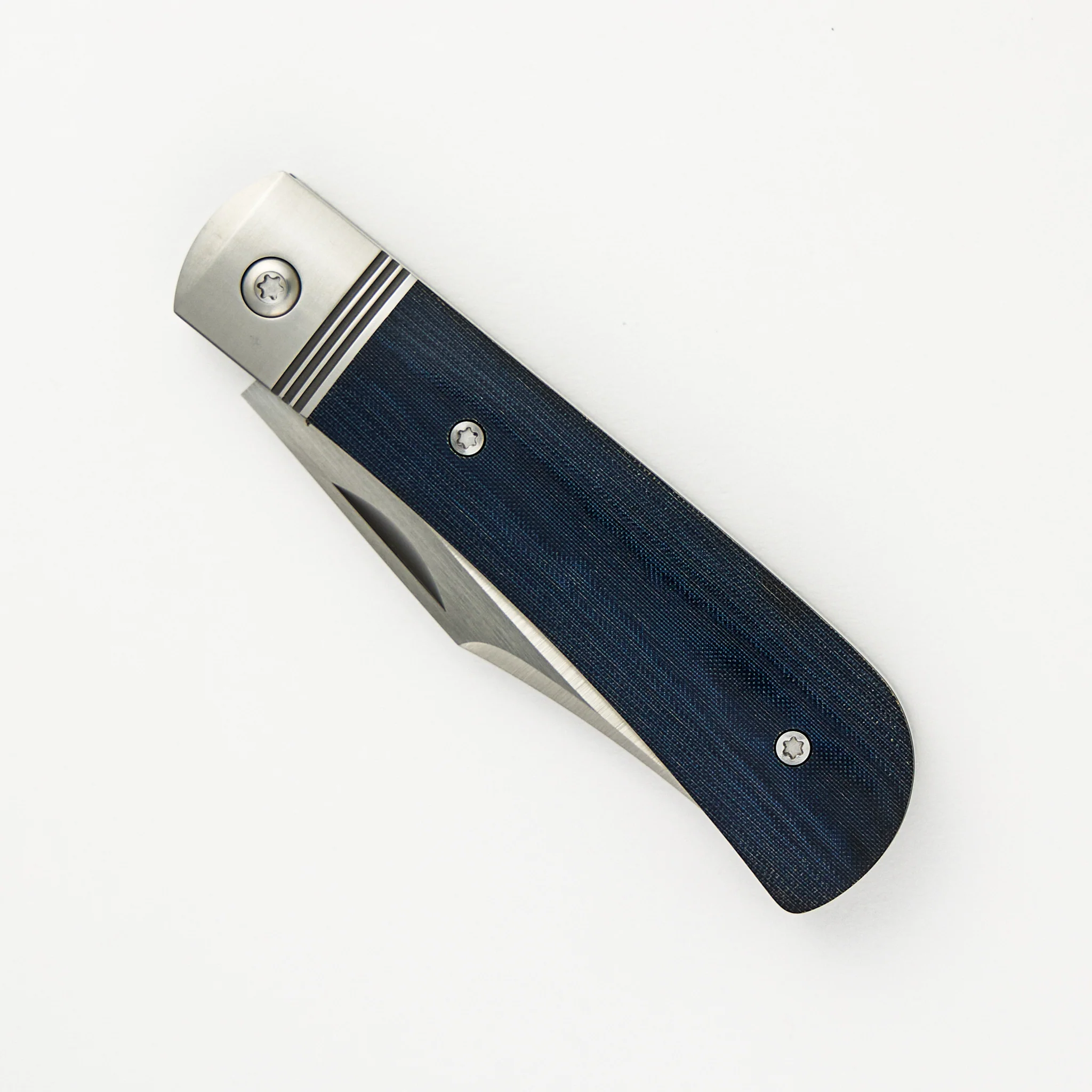 Benny's Clip - Blue Linen Micarta Handle - 14C28N Blade - Image 3