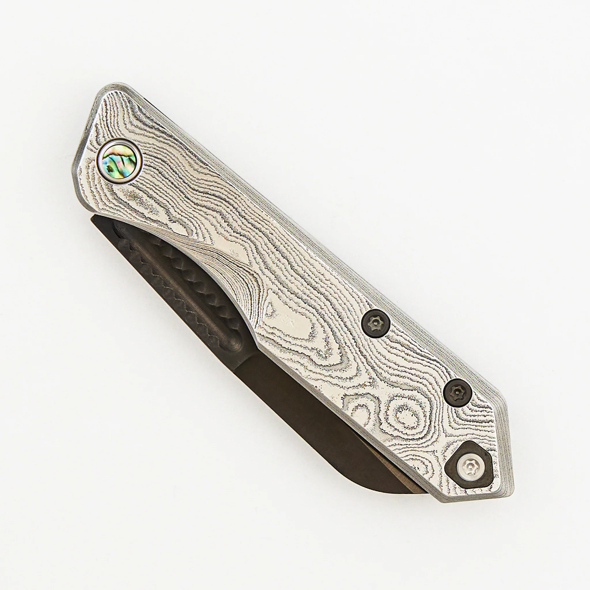 Jinn - Hand Ground DLC MagnaCut - Vegas Forge Wood Grain - Abalone Inlaid Pivots - S/N 012 - Image 3