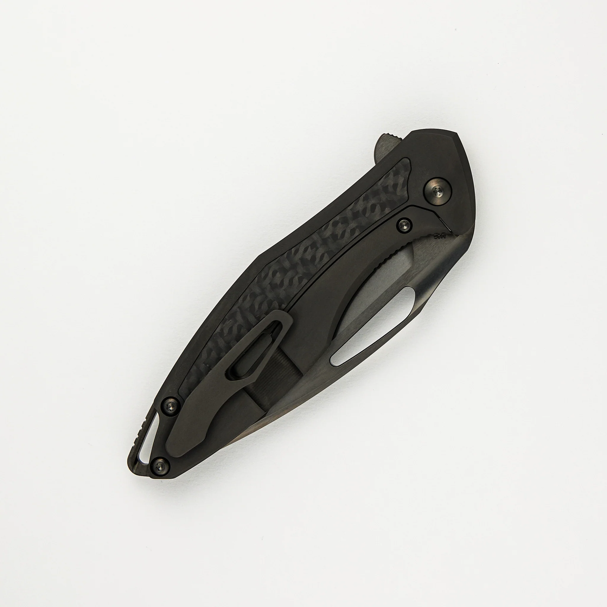 Arius - 2024 Blade Show Exclusive - Carbon Fiber/DLC Titanium Handle - DLC Brightwashed W/ Polished Flats MagnaCut Blade - Image 4