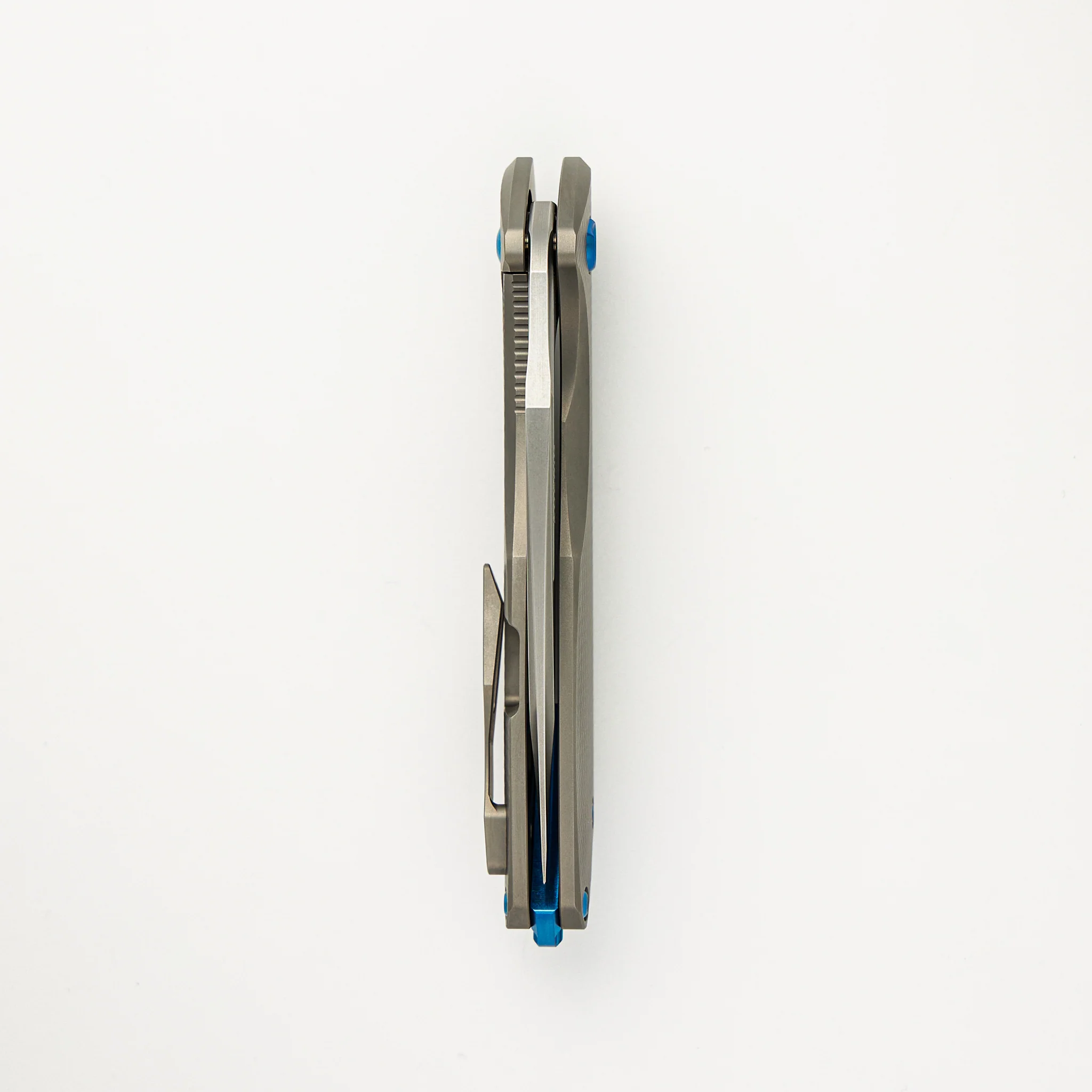 Arius - Corda Titanium Handle - Blue Hardware - Burnished W/ Polished Flats M390 Blade - Image 5