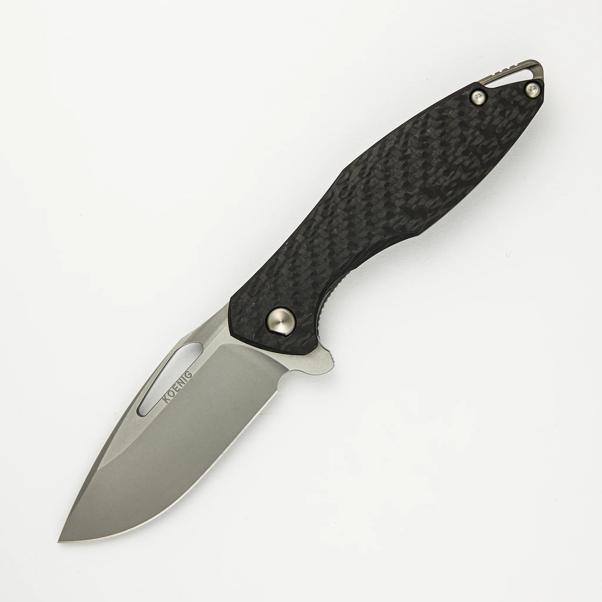 Arius - Titanium/Smooth Carbon Fiber Handle - Burnished W Polished Flats M390 Blade