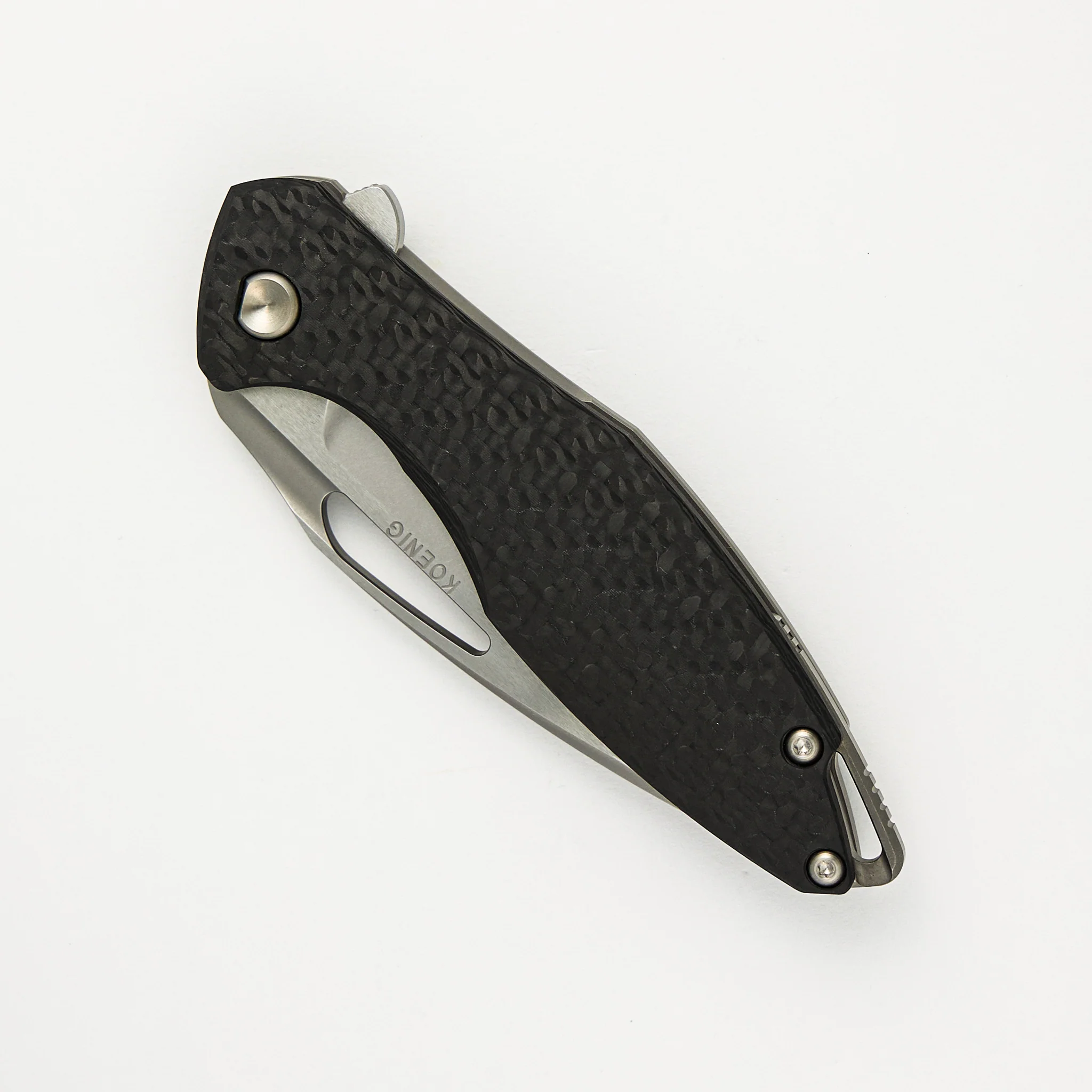 Arius - Titanium/Smooth Carbon Fiber Handle - Burnished W Polished Flats M390 Blade - Image 3
