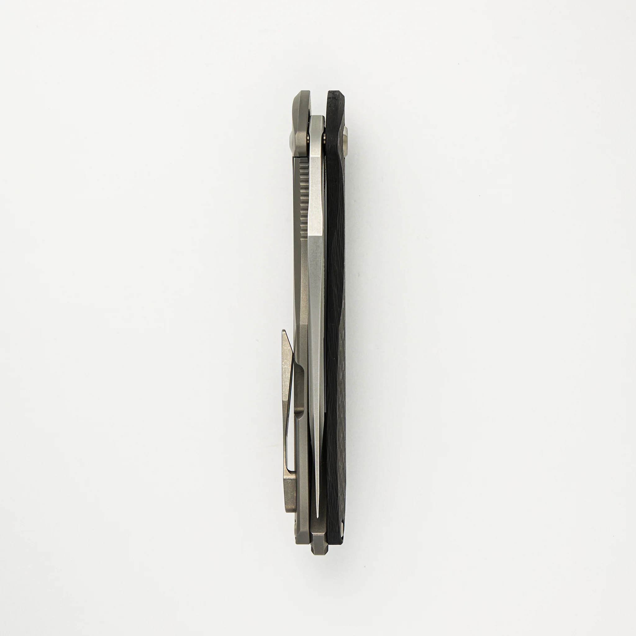 Arius - Titanium/Smooth Carbon Fiber Handle - Burnished W Polished Flats M390 Blade - Image 5