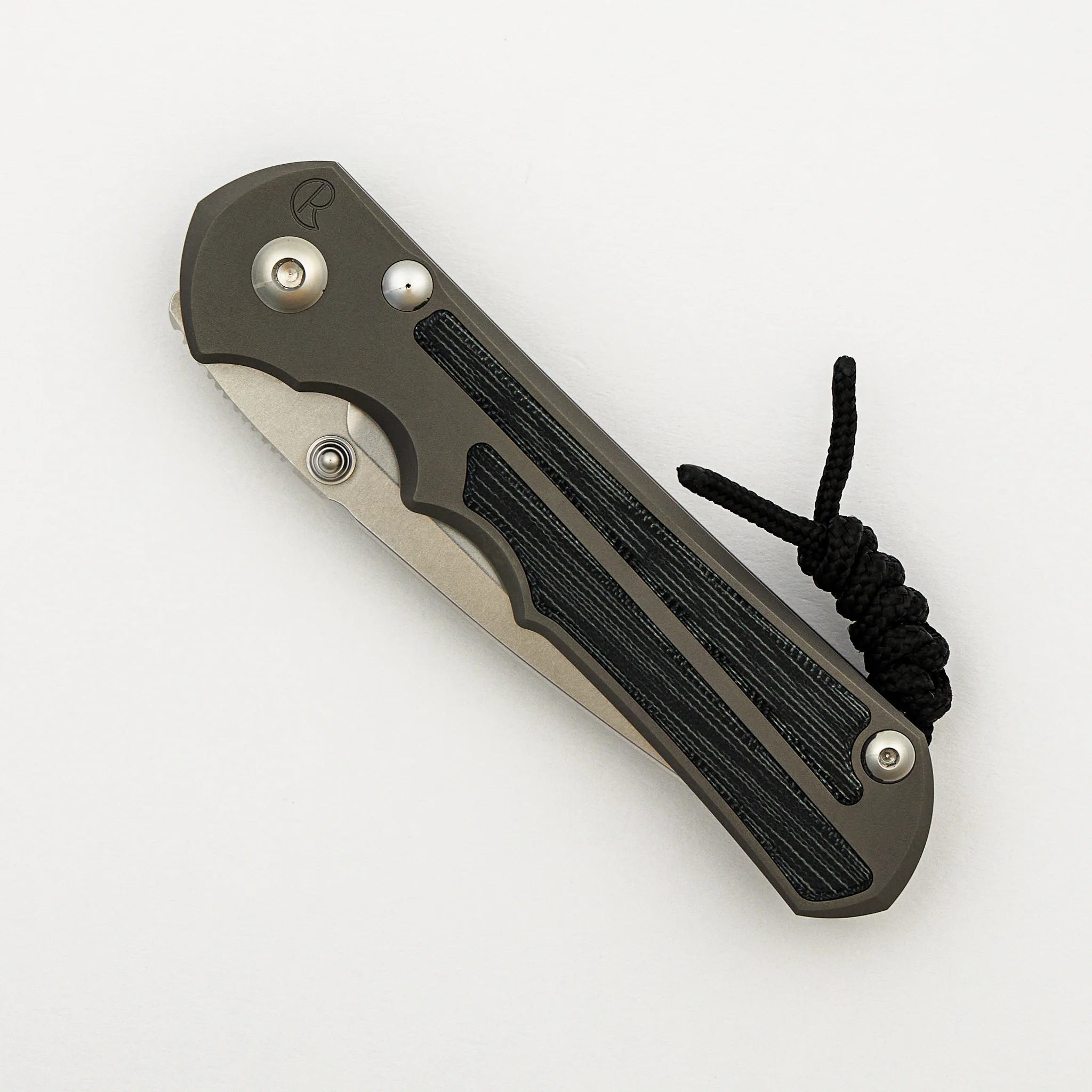 Large Inkosi - Black Canvas Micarta Inlay - Drop Point CPM MagnaCut Blade - Glass Blasted - Image 3