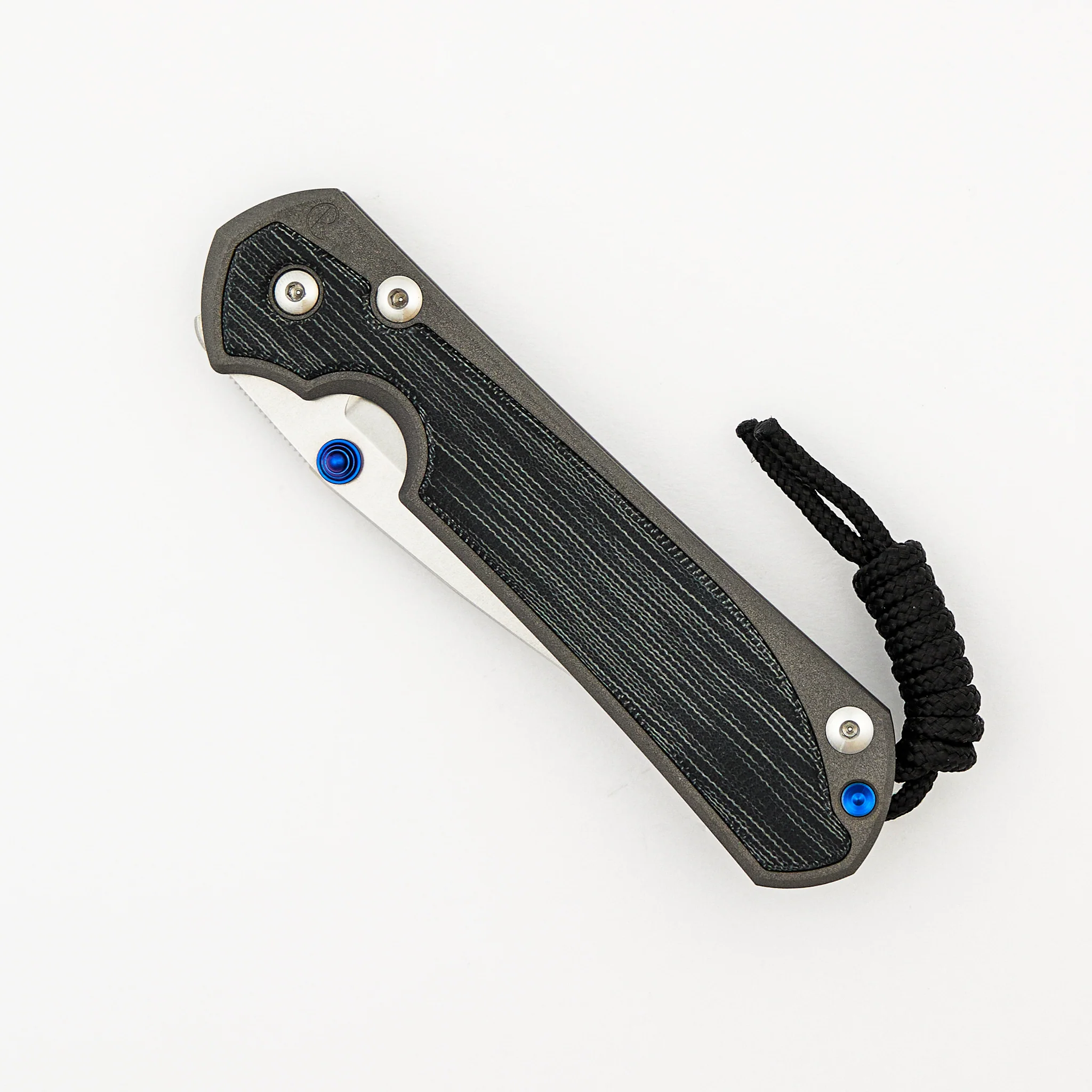 Large Sebenza 31 - Black Canvas Micarta Inlay - Drop Point CPM MagnaCut Blade - Blue Single Thumb Lug - Image 3