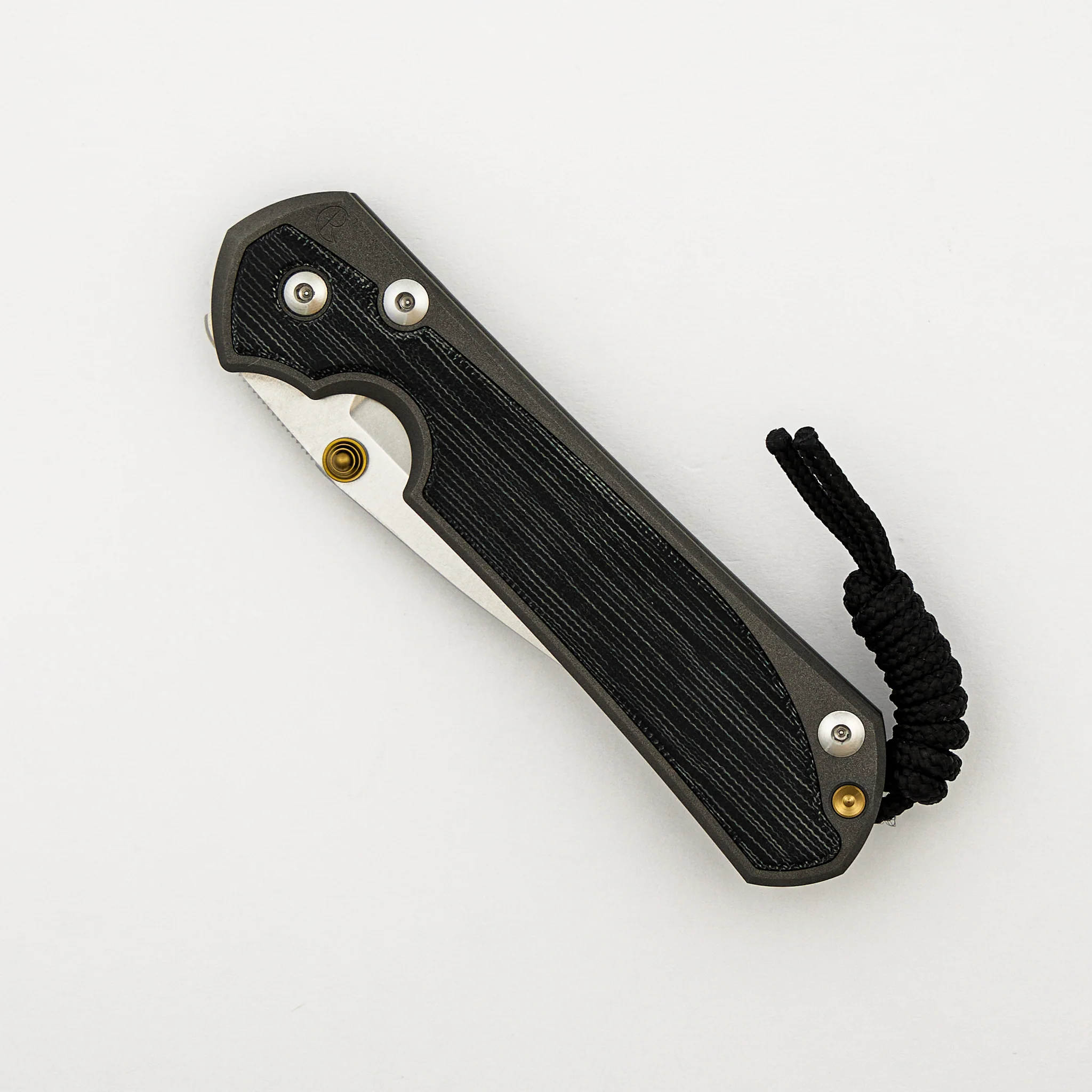 Large Sebenza 31 - Black Canvas Micarta Inlay - Drop Point CPM MagnaCut Blade - MIM Clip - Gold Double Thumb Lugs - Image 3