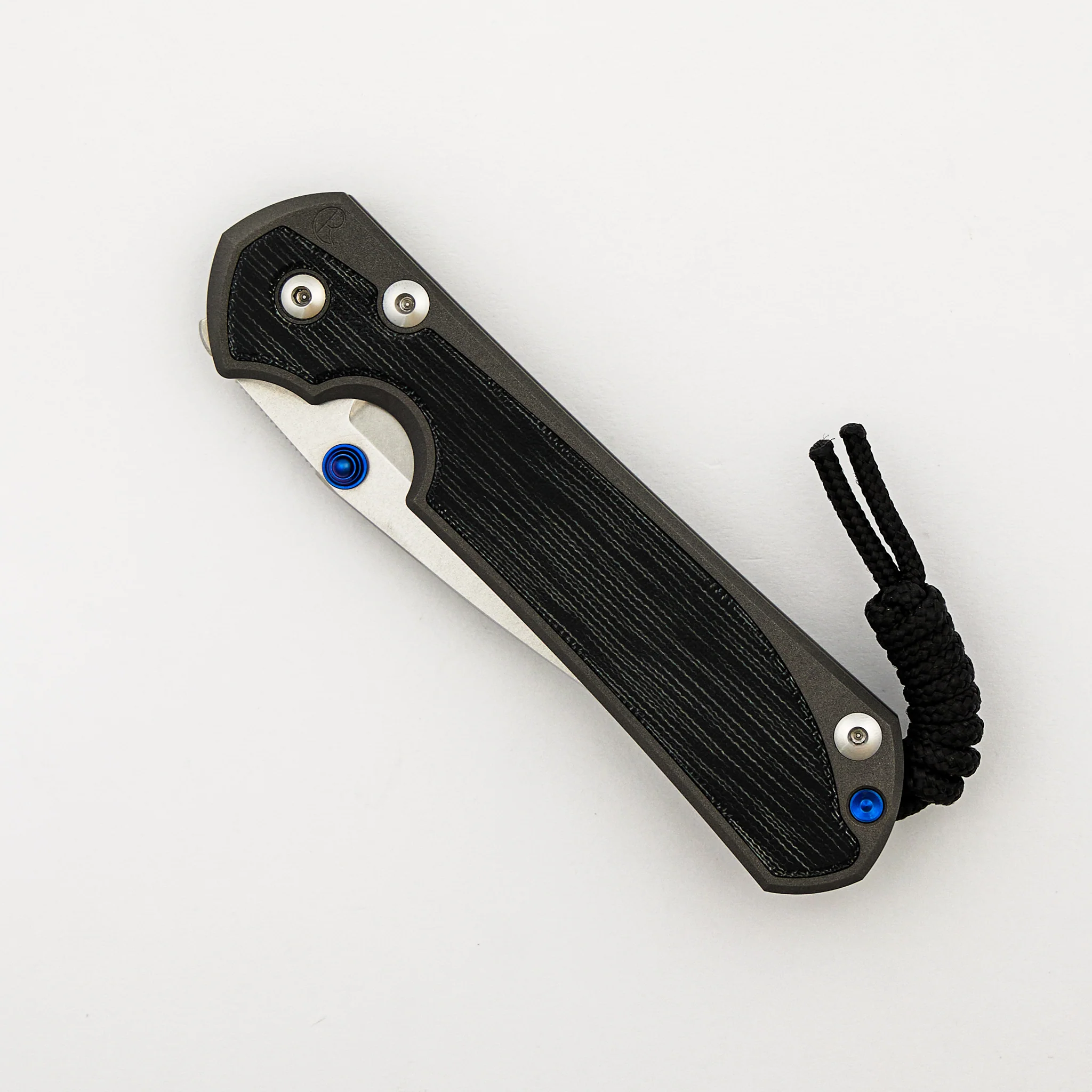 Large Sebenza 31 - Black Canvas Micarta Inlay - Drop Point CPM MagnaCut Blade - MIM Clip - Blue Double Thumb Lugs - Image 3