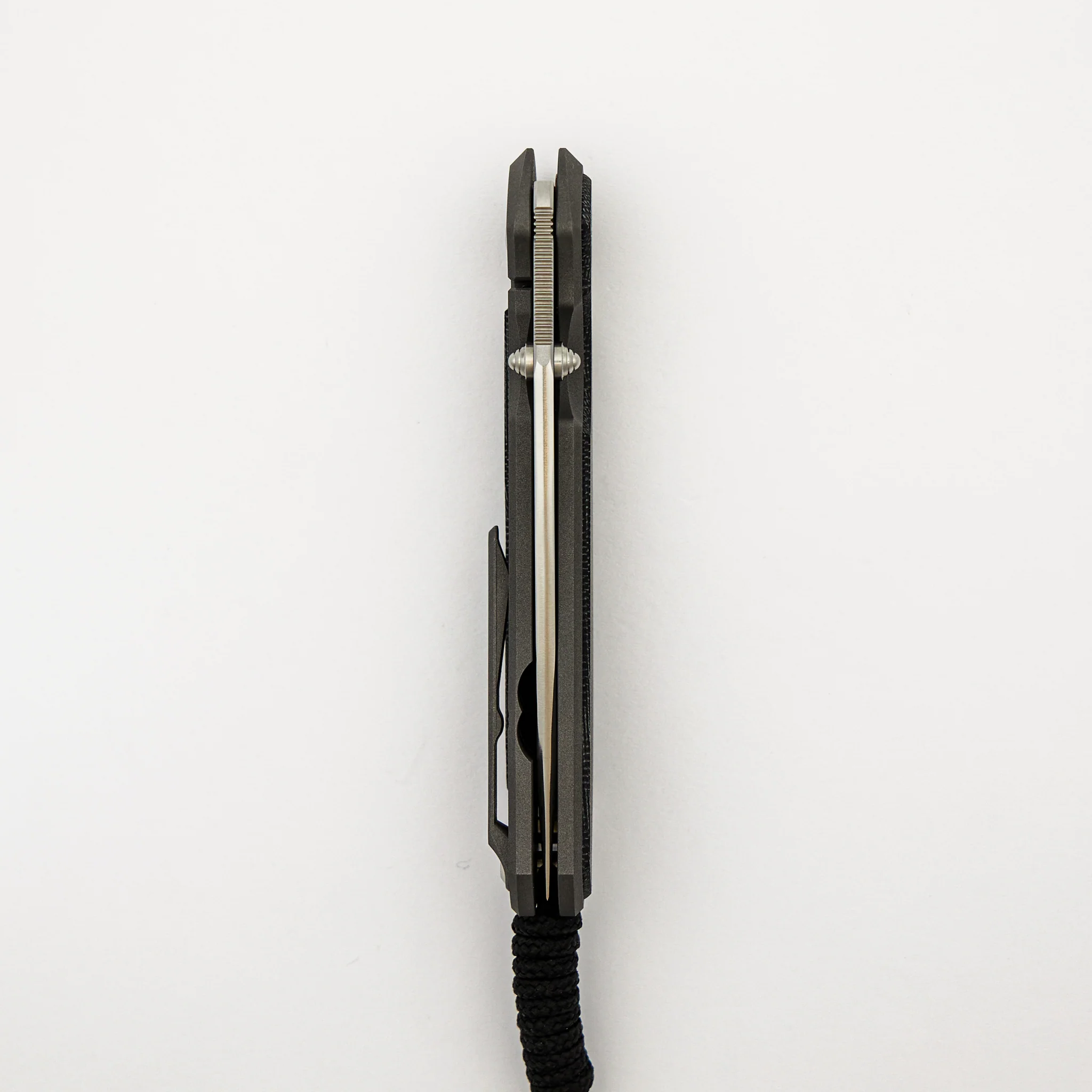 Large Sebenza 31 - Black Canvas Micarta Inlay - Drop Point CPM MagnaCut Blade - MIM Clip - Silver Double Thumb Lugs - Image 5
