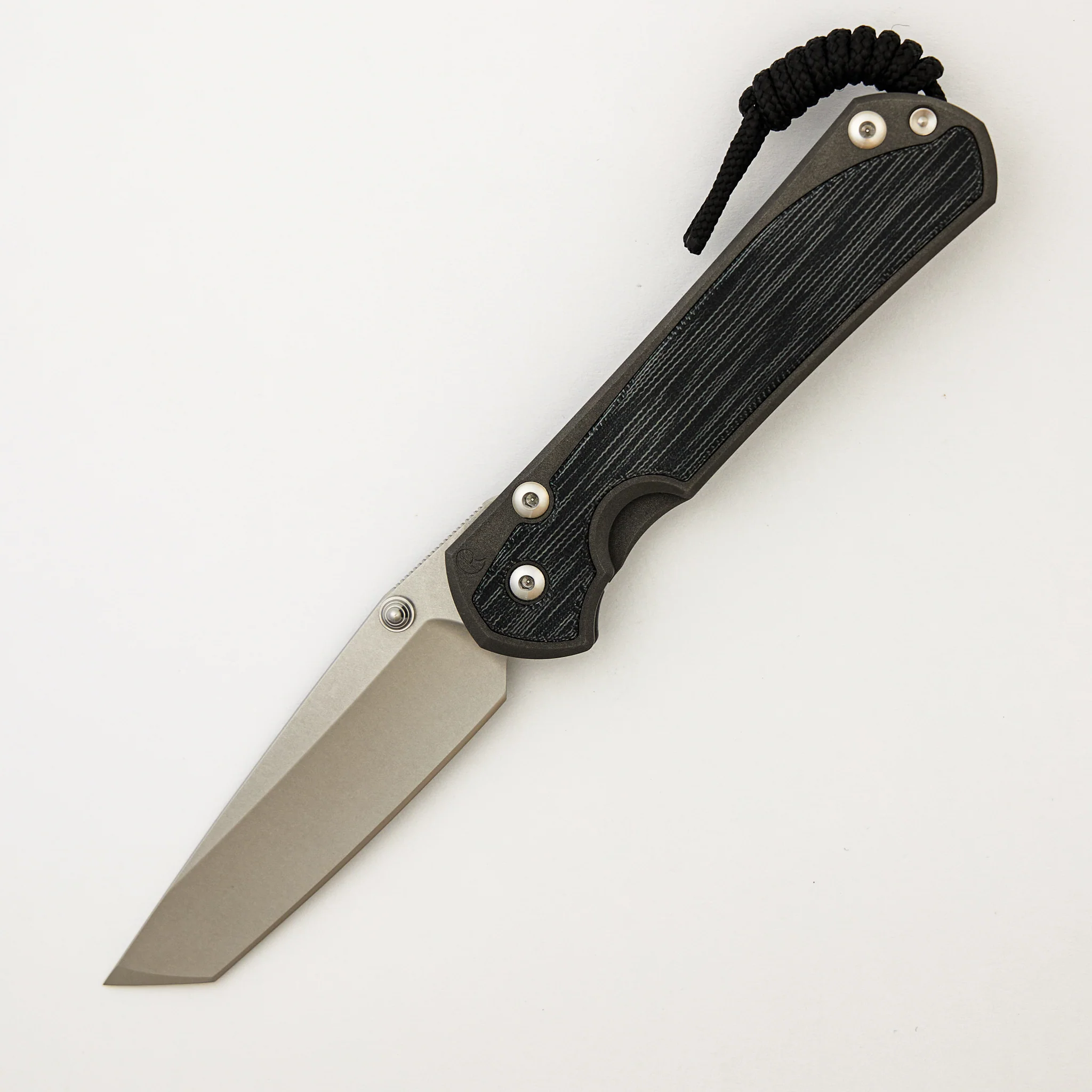 Large Sebenza 31 - Black Canvas Micarta Inlay - Tanto CPM MagnaCut Blade - Silver Double Thumb Lugs