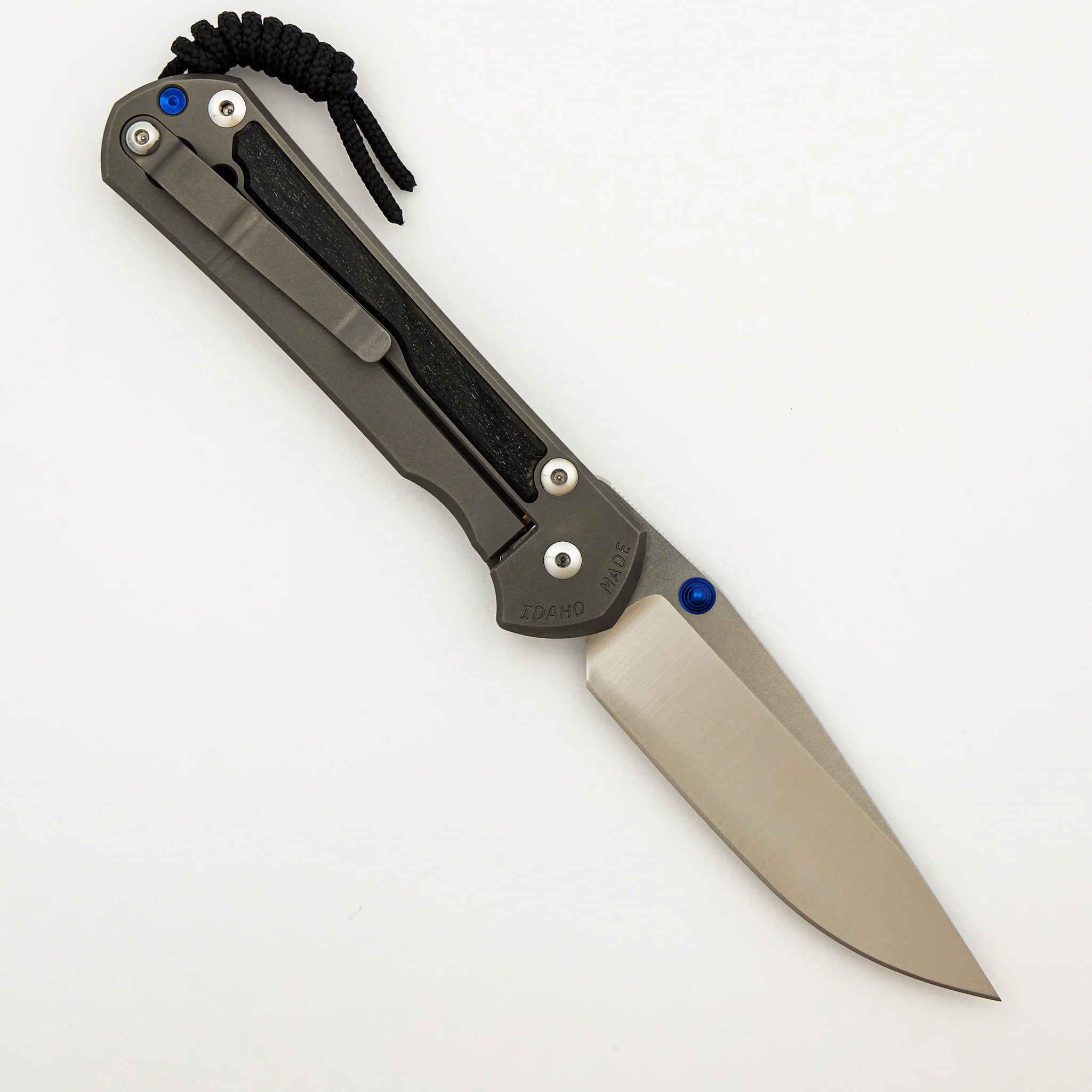 Large Sebenza 31 - Bog Oak Inlay - Drop Point Polished CPM MagnaCut Blade - Blue Double Thumb Lugs - Image 16