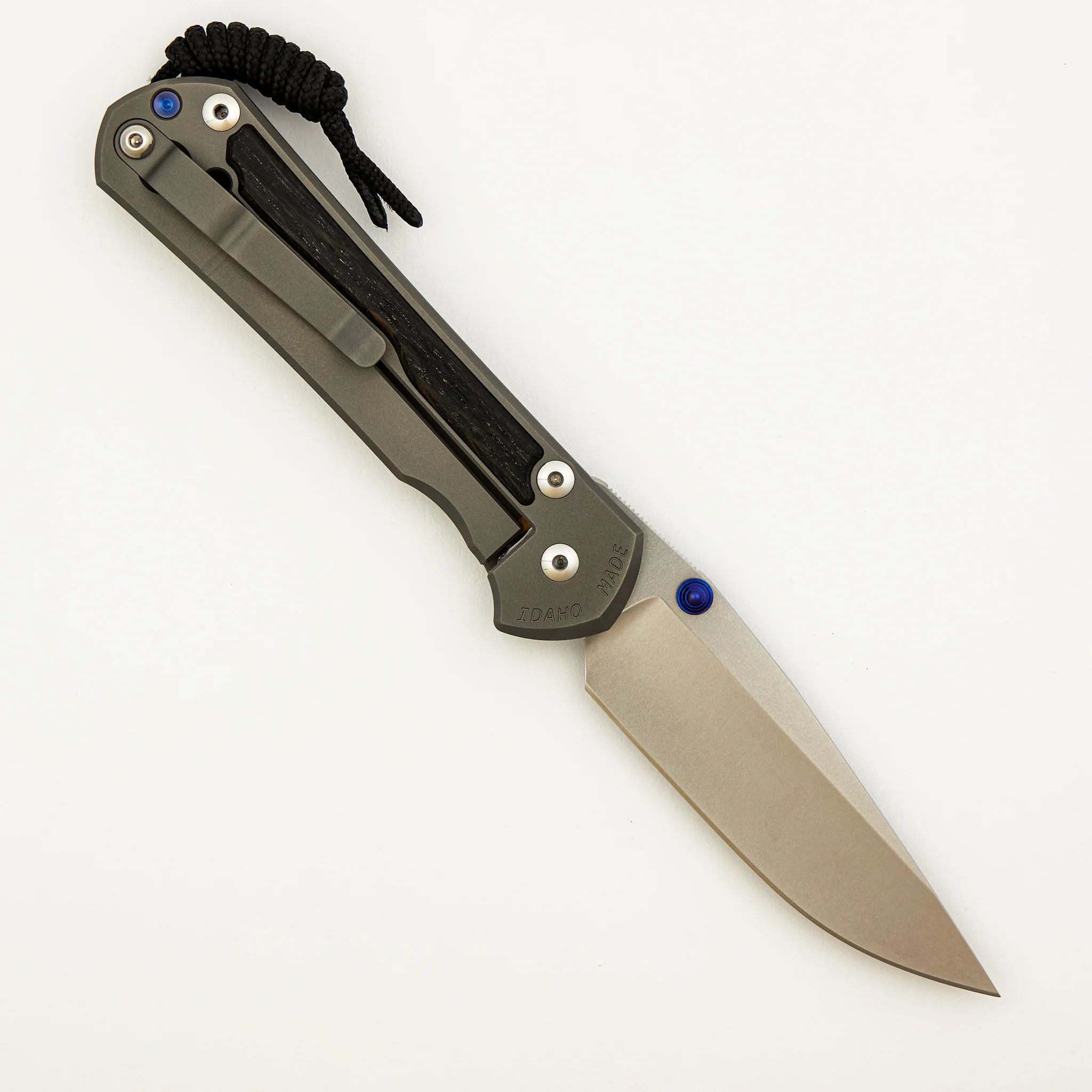 Large Sebenza 31 Bog Oak Inlay - Drop Point CPM MagnaCut Blade - Blue Double Thumb Lugs - Image 2