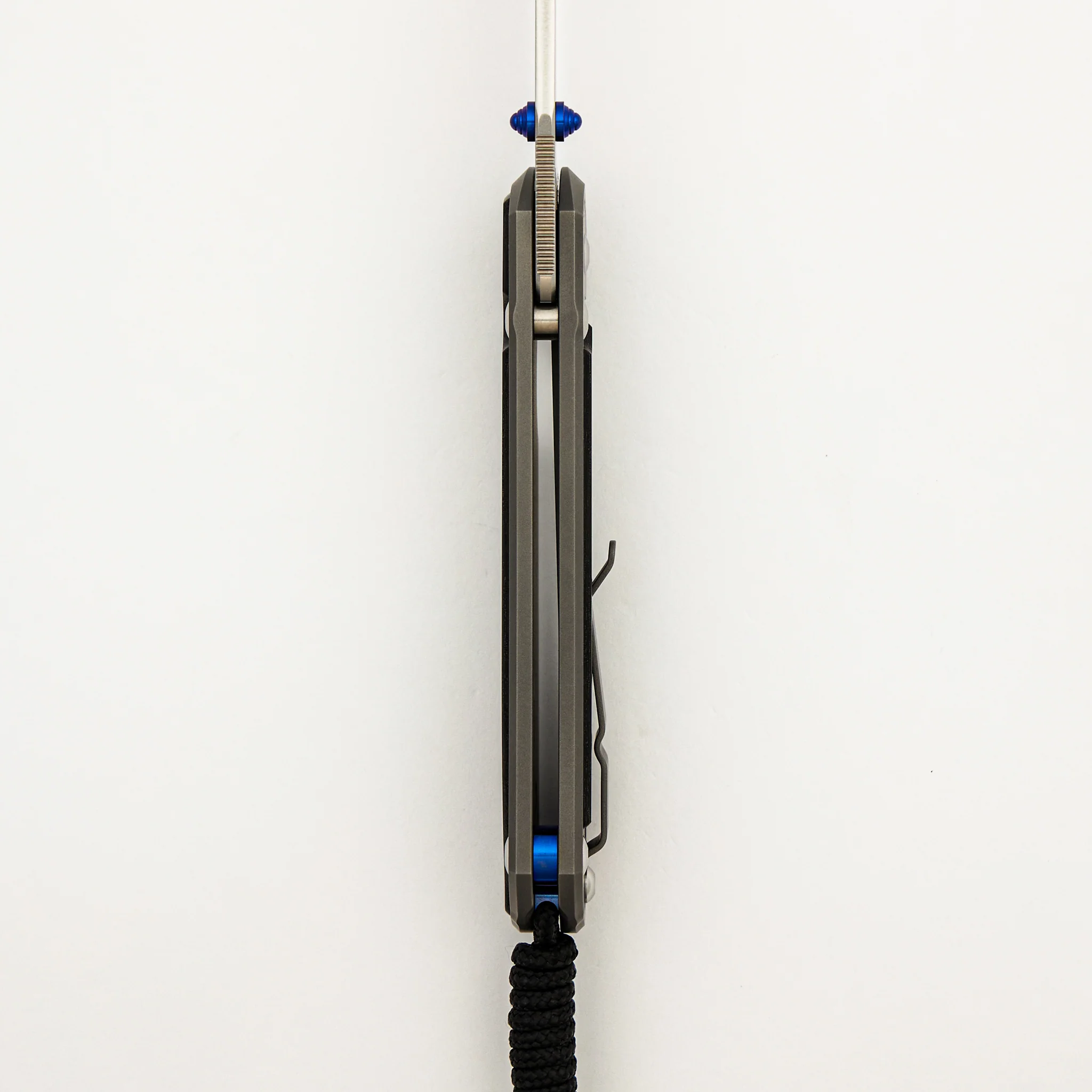 Large Sebenza 31 - Bog Oak Inlay - Drop Point Polished CPM MagnaCut Blade - Blue Double Thumb Lugs - Image 28
