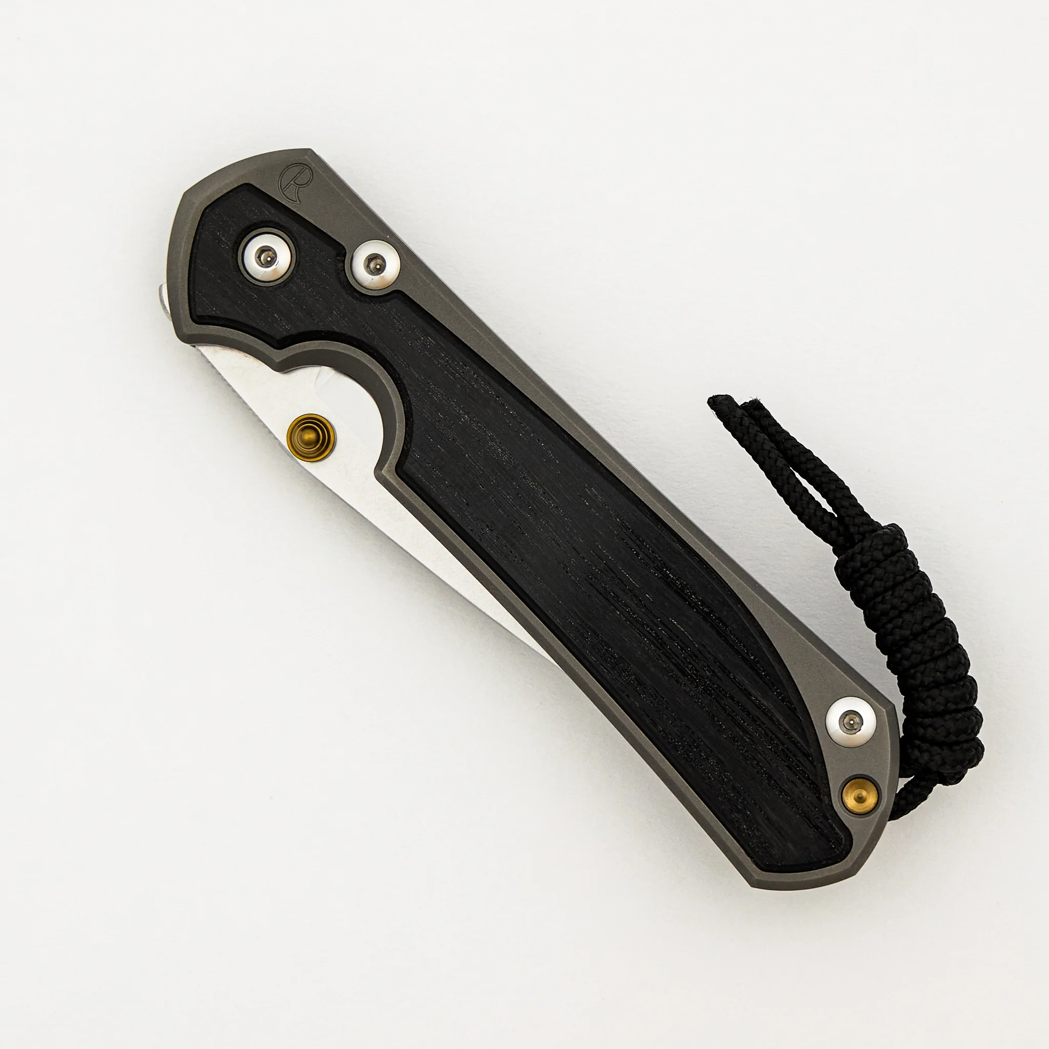 Large Sebenza 31 - Bog Oak Inlay - Drop Point Polished CPM MagnaCut Blade - Gold Double Thumb Lugs - Image 17