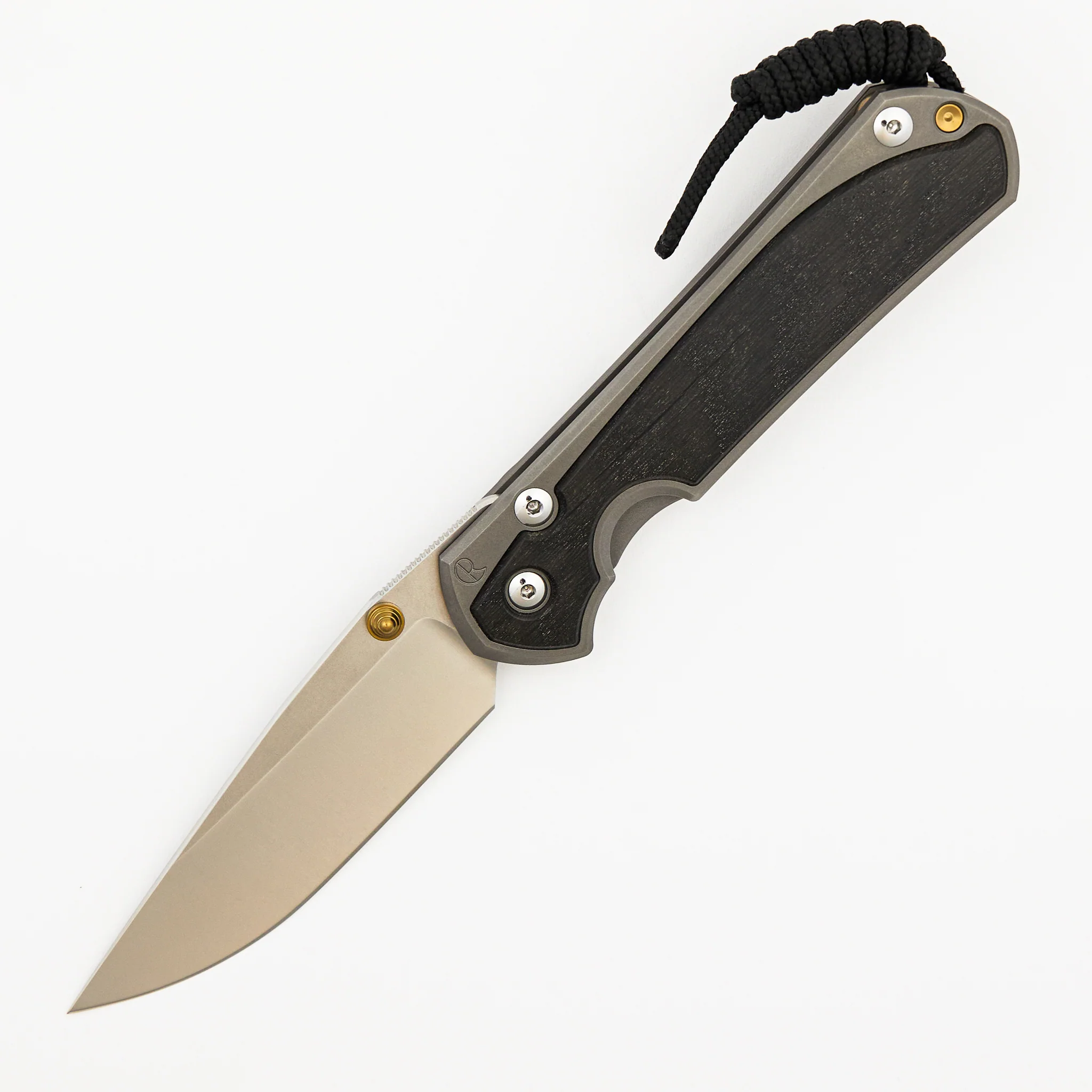 Large Sebenza 31 - Bog Oak Inlay - Drop Point Polished CPM MagnaCut Blade - Gold Single Thumb Lug - Image 15