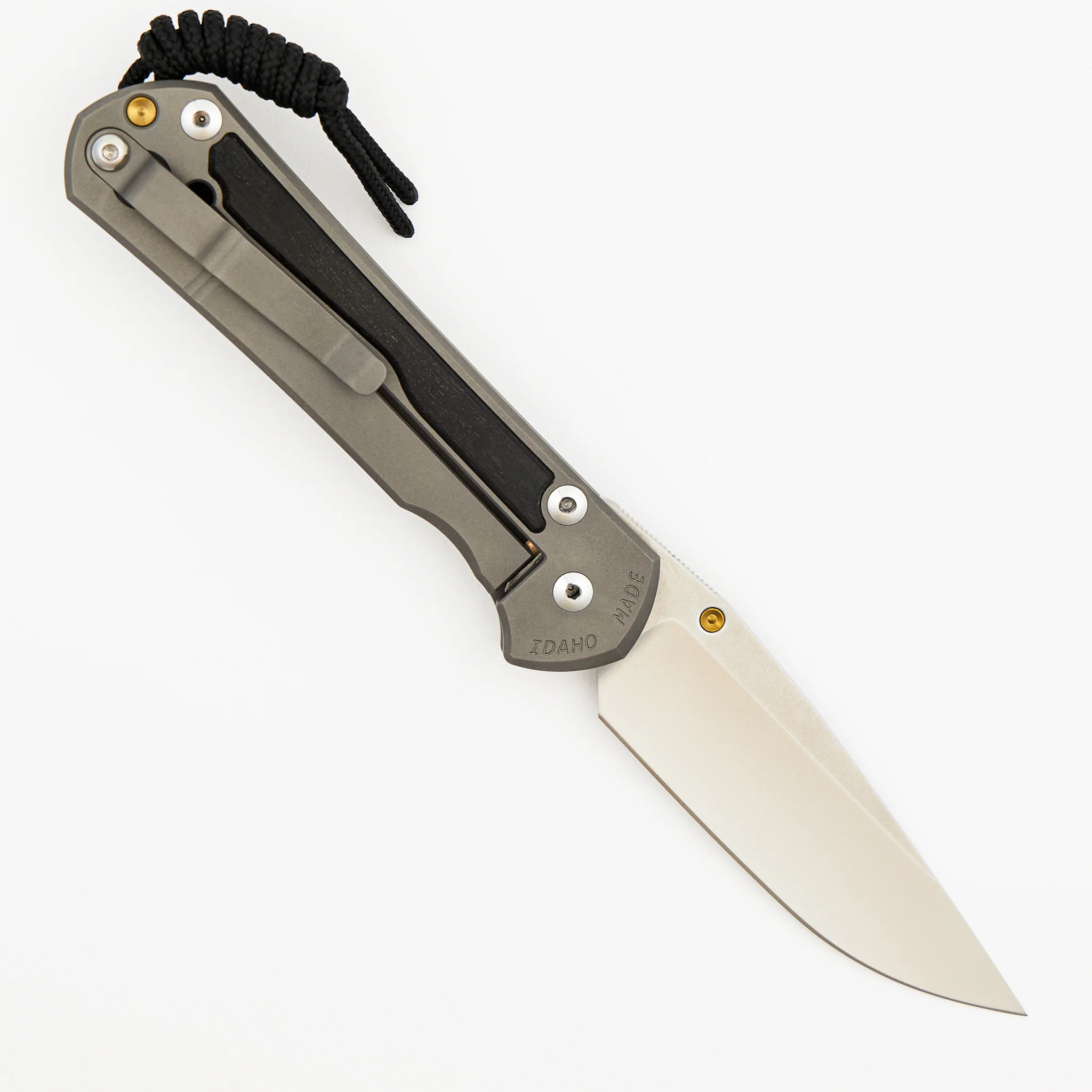 Large Sebenza 31 - Bog Oak Inlay - Drop Point Polished CPM MagnaCut Blade - Gold Single Thumb Lug - Image 2