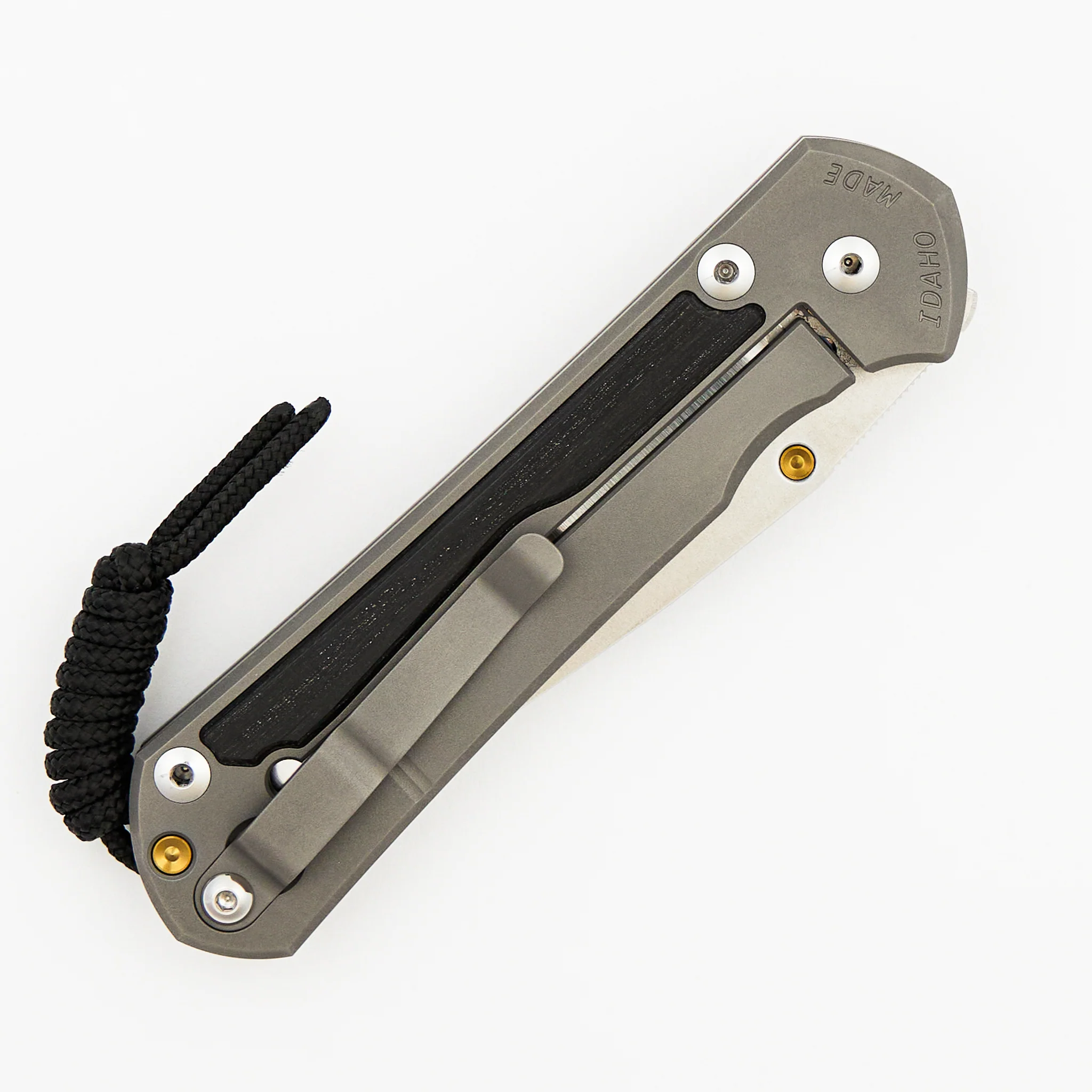Large Sebenza 31 - Bog Oak Inlay - Drop Point Polished CPM MagnaCut Blade - Gold Single Thumb Lug - Image 32