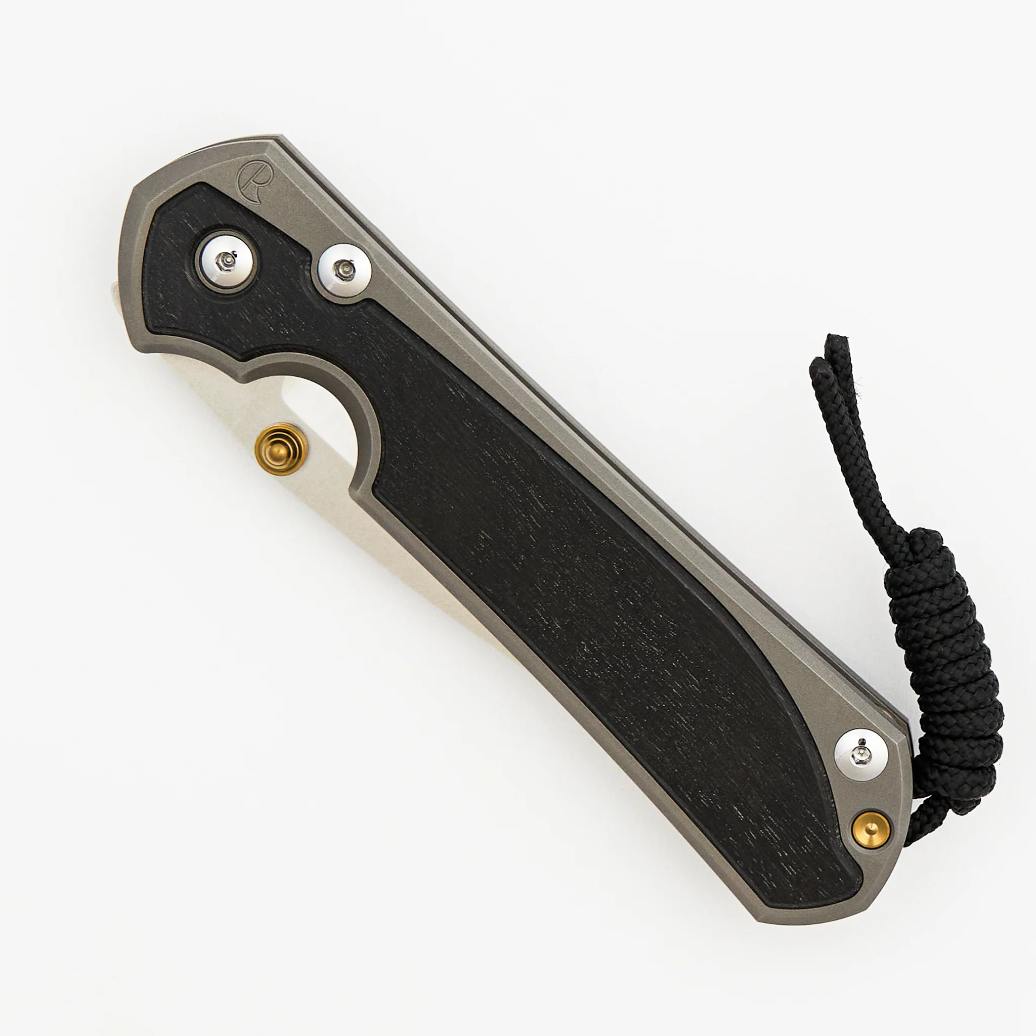 Large Sebenza 31 - Bog Oak Inlay - Drop Point Polished CPM MagnaCut Blade - Gold Single Thumb Lug - Image 38