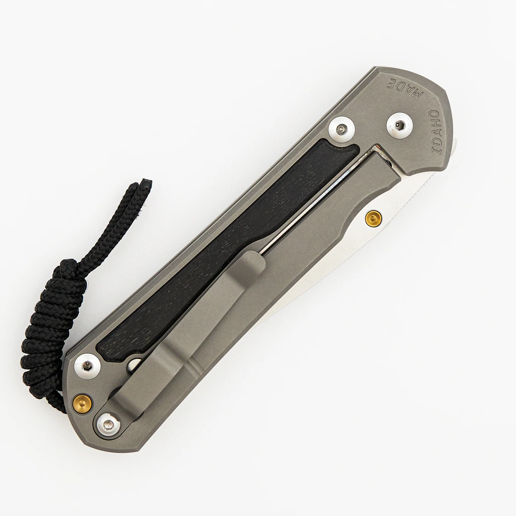 Large Sebenza 31 - Bog Oak Inlay - Drop Point Polished CPM MagnaCut Blade - Gold Single Thumb Lug - Image 39