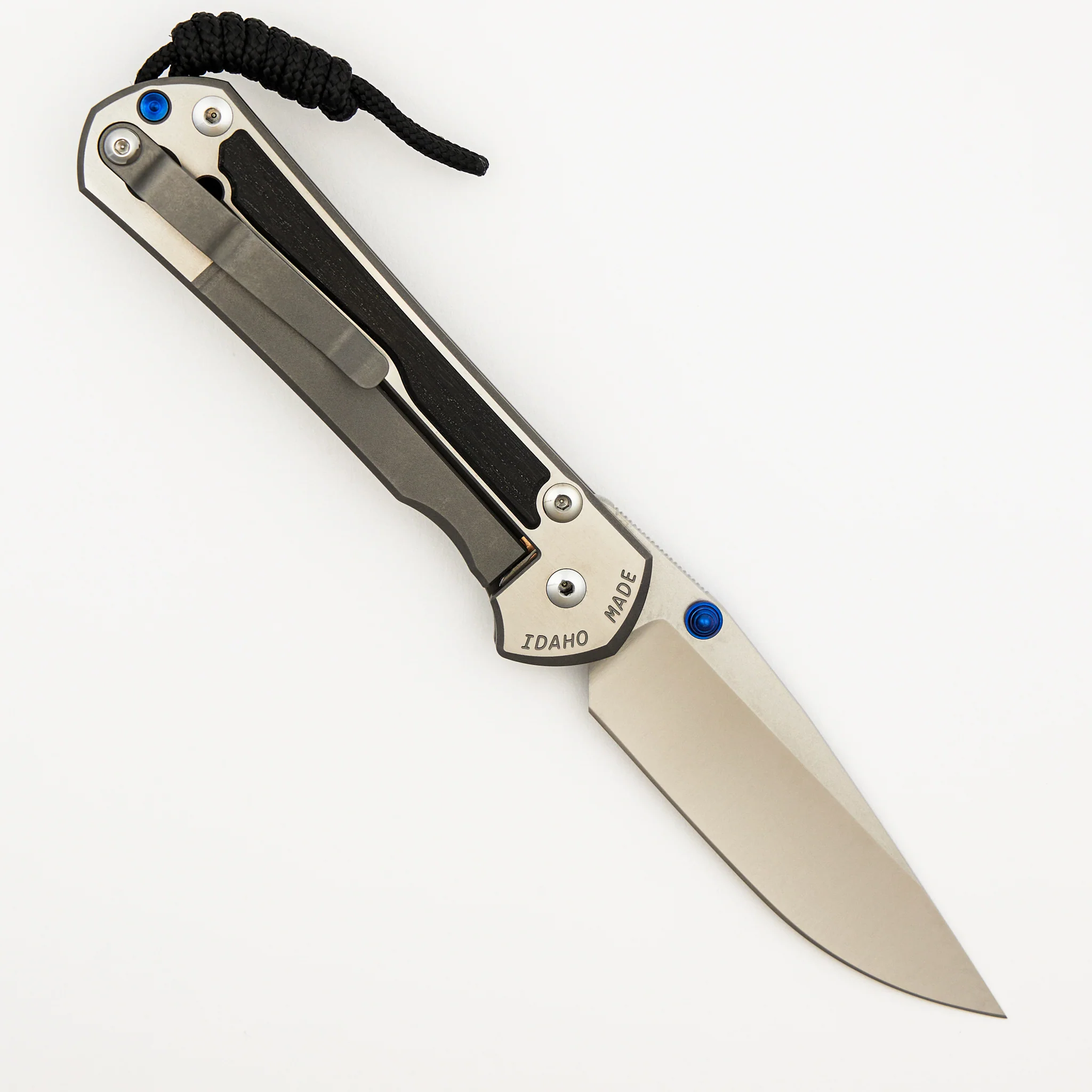 Large Sebenza 31 - Bog Oak Inlay - Polished Drop Point CPM MagnaCut Blade - Blue Double Thumb Lugs - Image 2