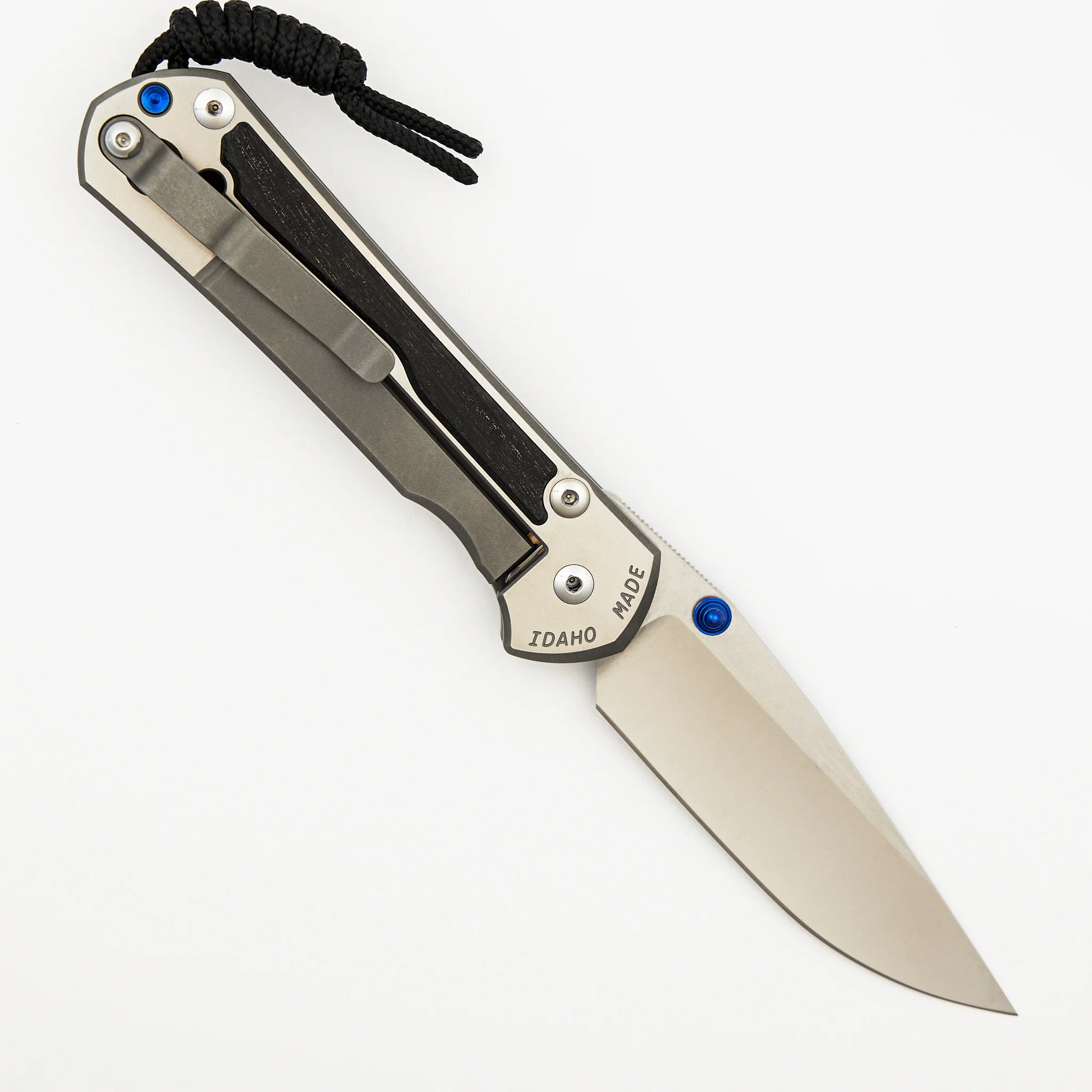 Large Sebenza 31 - Bog Oak Inlay - Polished Drop Point CPM MagnaCut Blade - Blue Double Thumb Lugs - Image 23