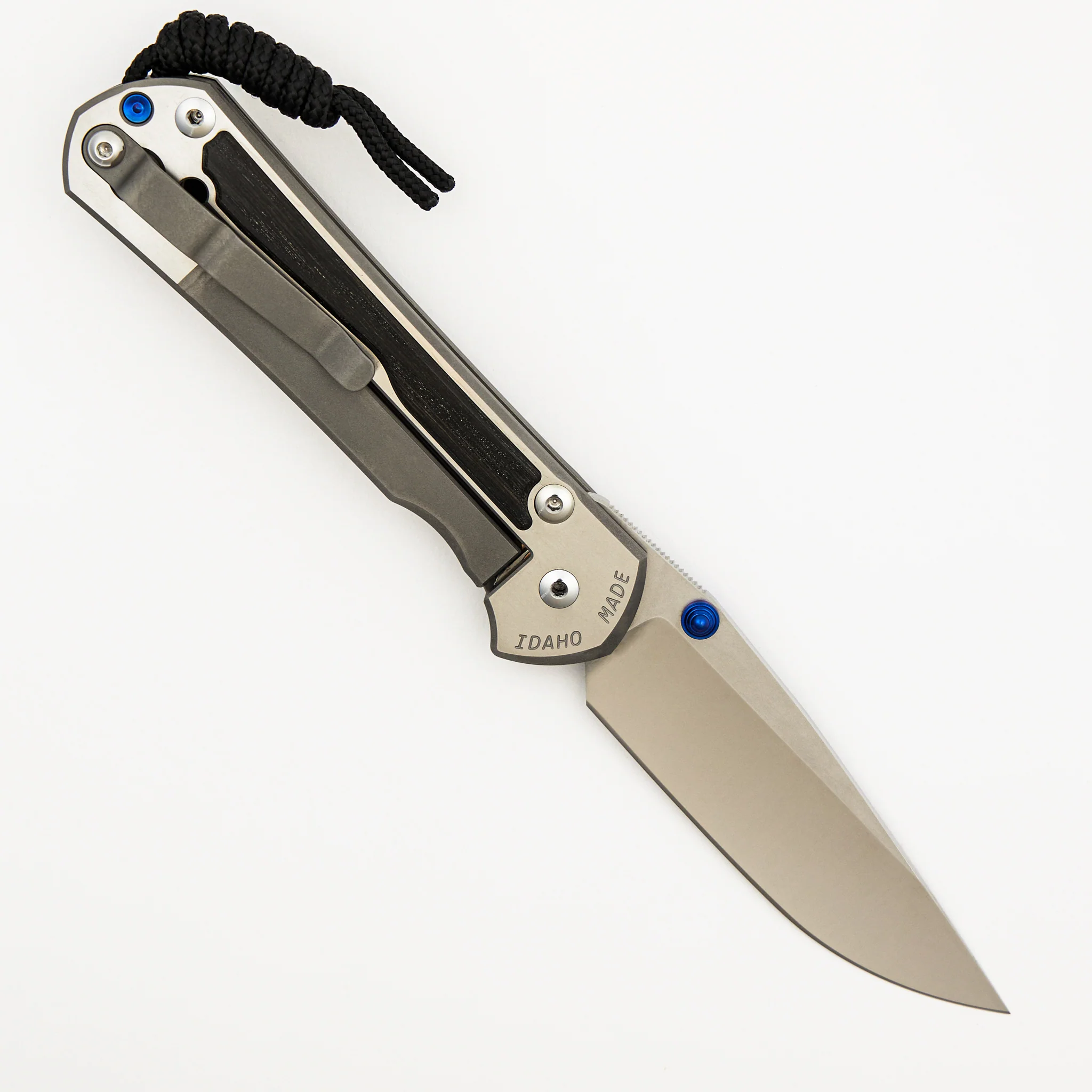 Large Sebenza 31 - Bog Oak Inlay - Polished Drop Point CPM MagnaCut Blade - Blue Double Thumb Lugs - Image 9