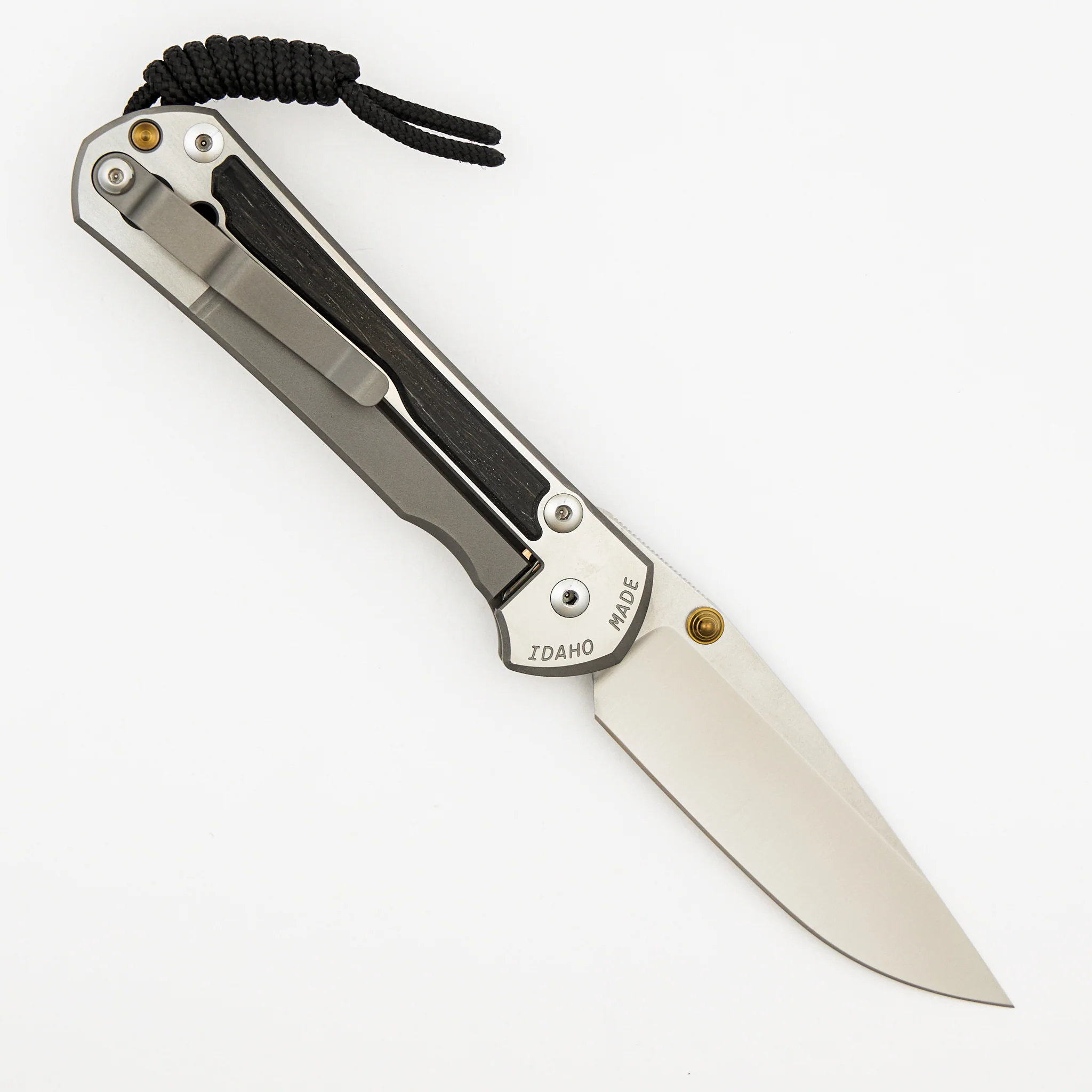 Large Sebenza 31 - Bog Oak Inlay - Polished Drop Point CPM MagnaCut Blade - Gold Double Thumb Lugs - Image 23
