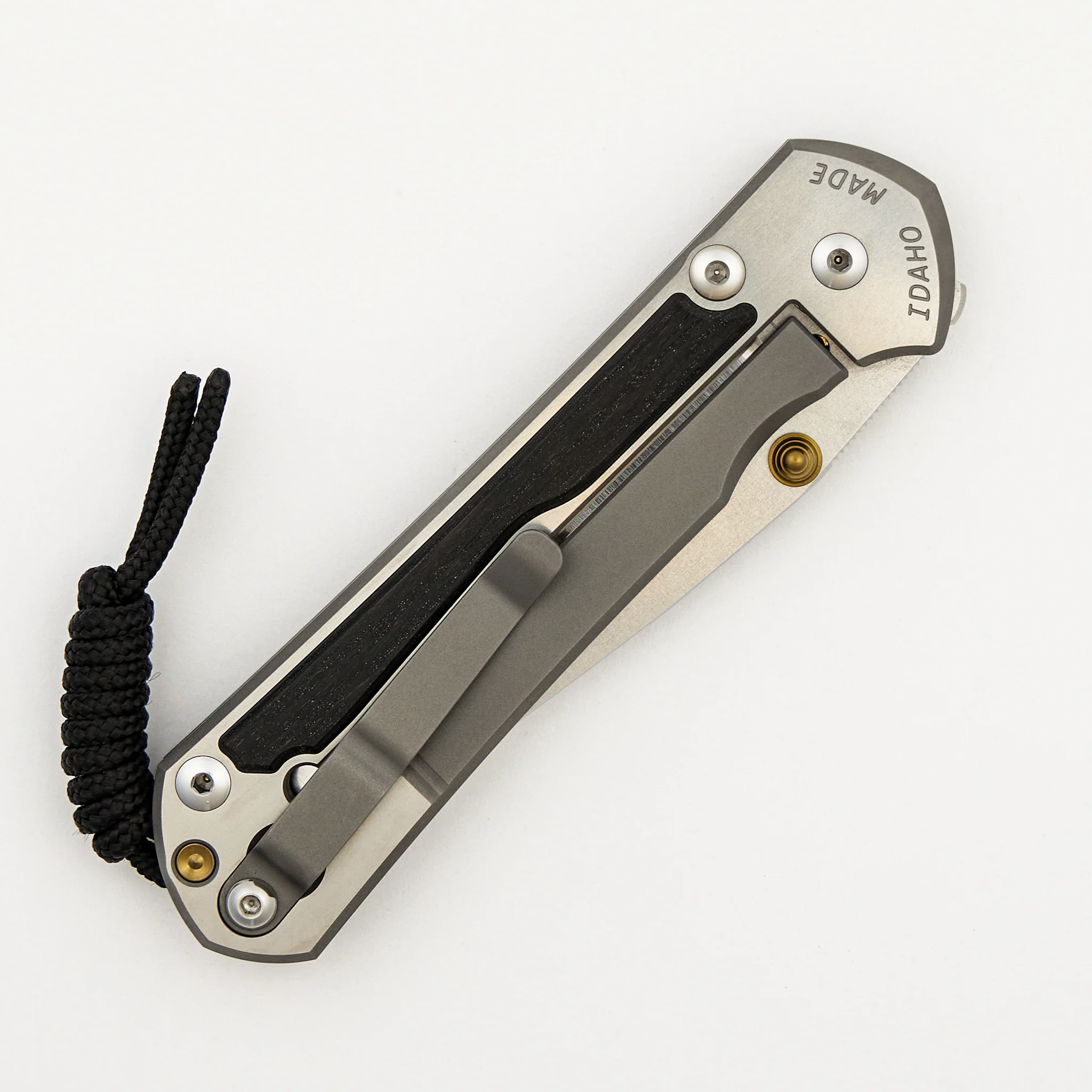 Large Sebenza 31 - Bog Oak Inlay - Polished Drop Point CPM MagnaCut Blade - Gold Double Thumb Lugs - Image 32