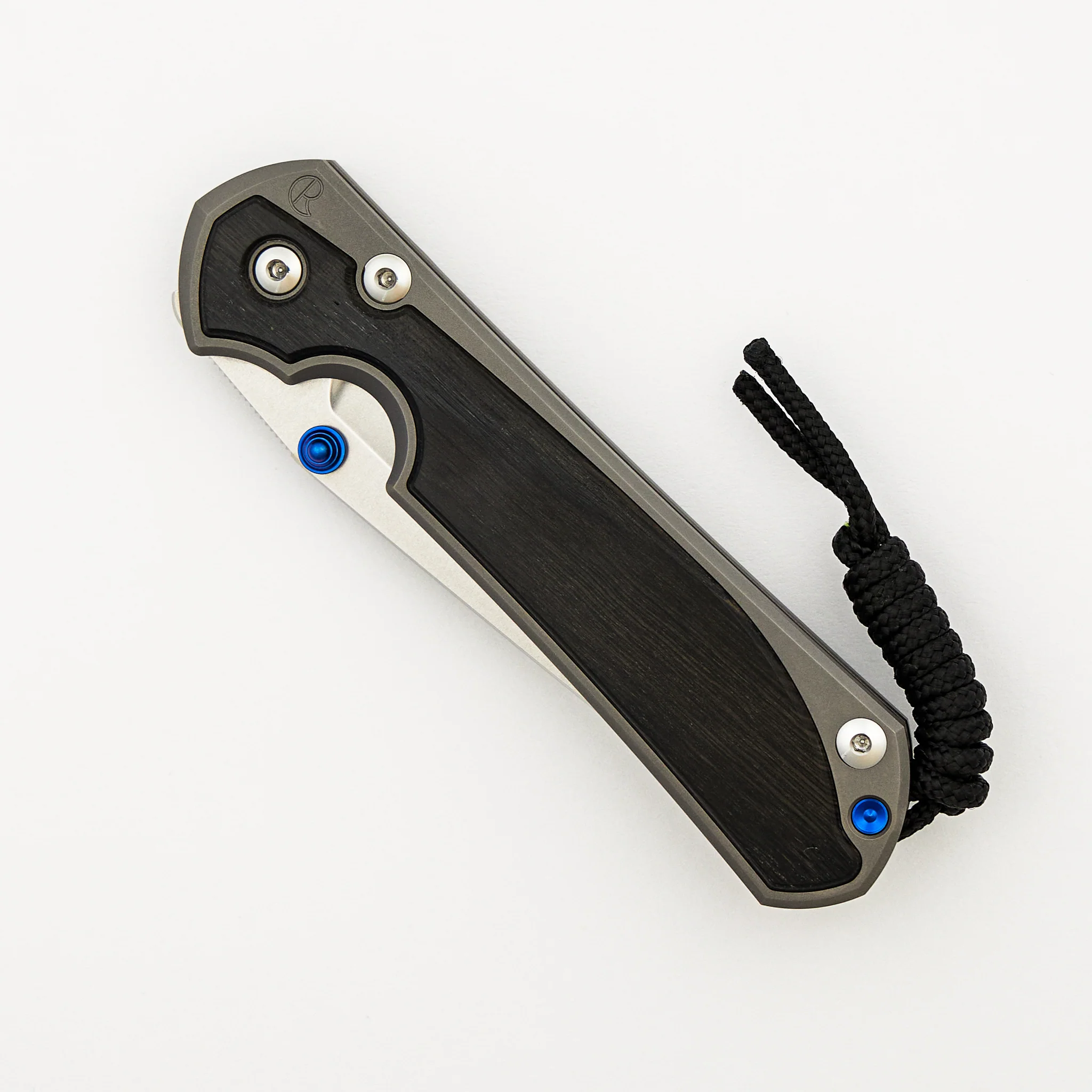 Large Sebenza 31 - Bog Oak Inlay - Tanto CPM MagnaCut Blade - Blue Double Thumb Lugs - Image 10