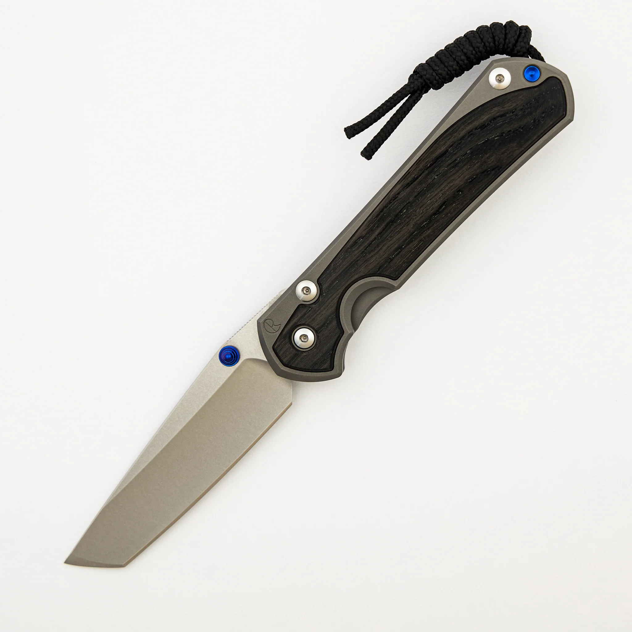 Large Sebenza 31 - Bog Oak Inlay - Tanto CPM MagnaCut Blade - Blue Double Thumb Lugs - Image 29