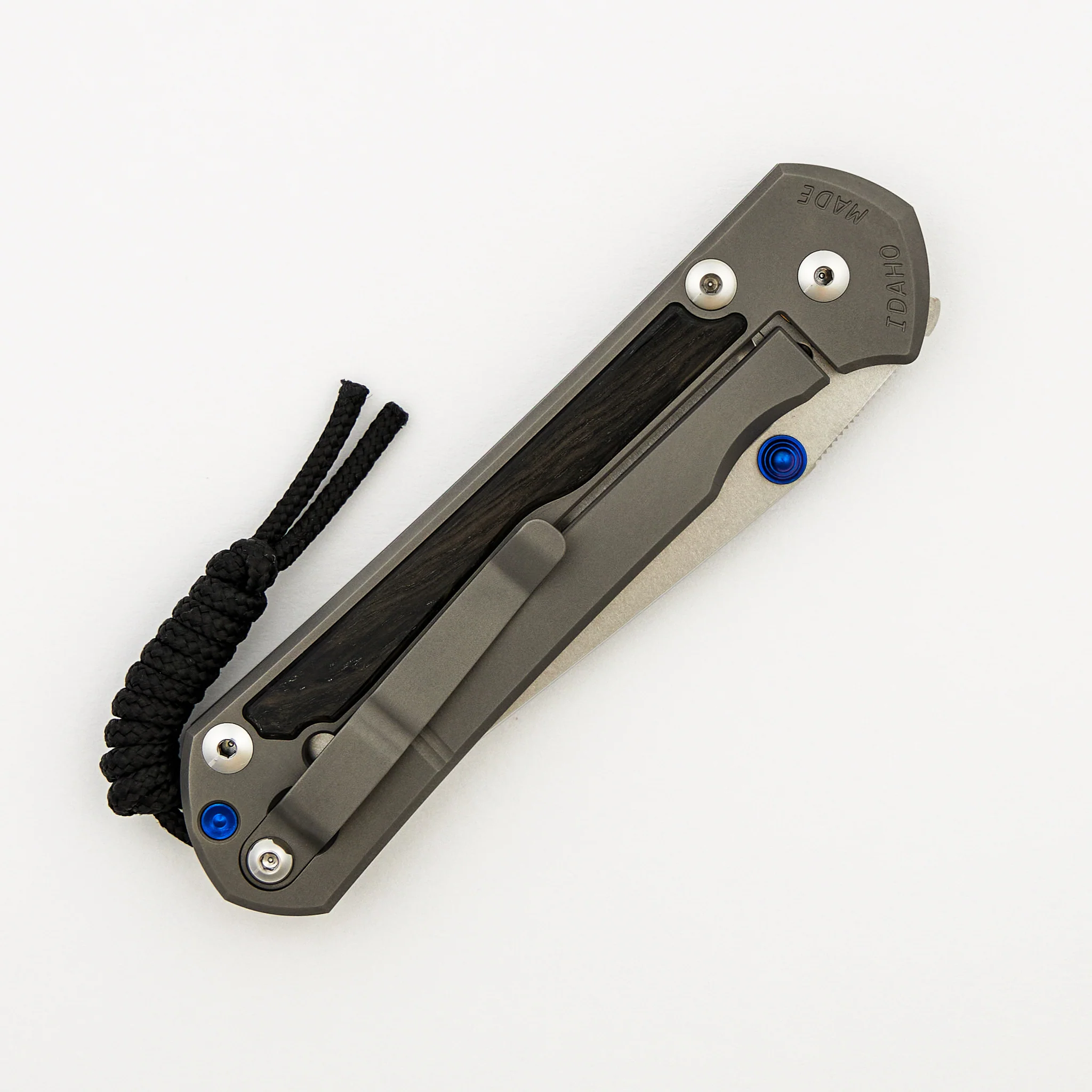 Large Sebenza 31 - Bog Oak Inlay - Tanto CPM MagnaCut Blade - Blue Double Thumb Lugs - Image 32