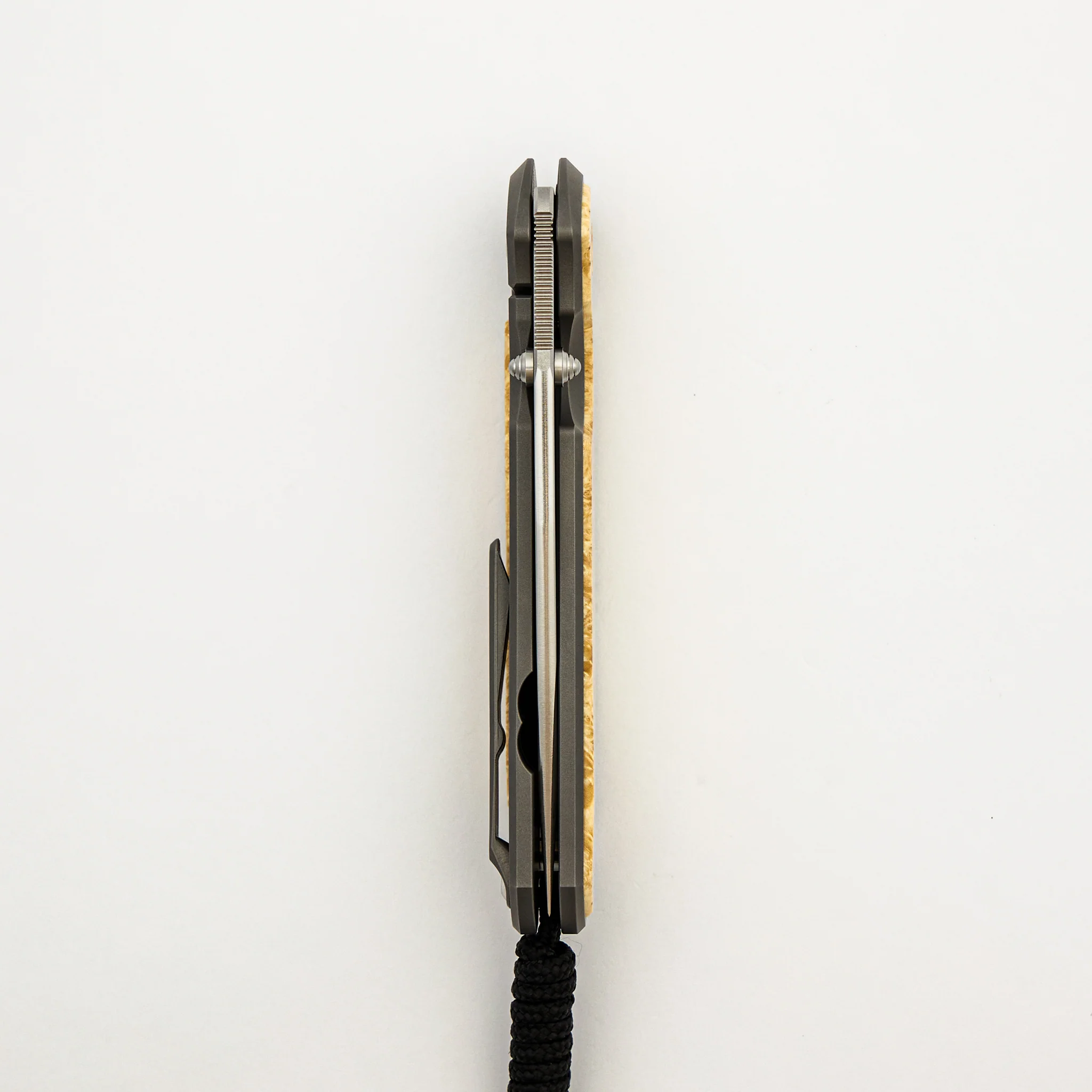 Large Sebenza 31 - Box Elder Inlay - Drop Point CPM MagnaCut Blade - MIM Clip - Silver Double Thumb Lugs - Image 12
