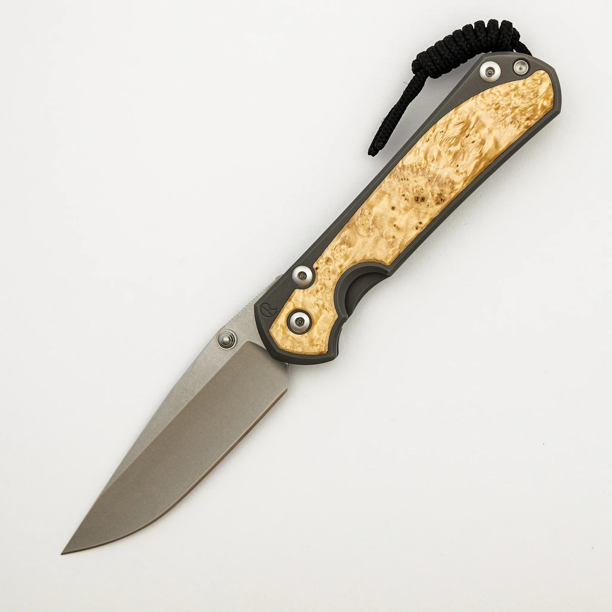 Large Sebenza 31 - Box Elder Inlay - Drop Point CPM MagnaCut Blade - MIM Clip - Silver Double Thumb Lugs - Image 15