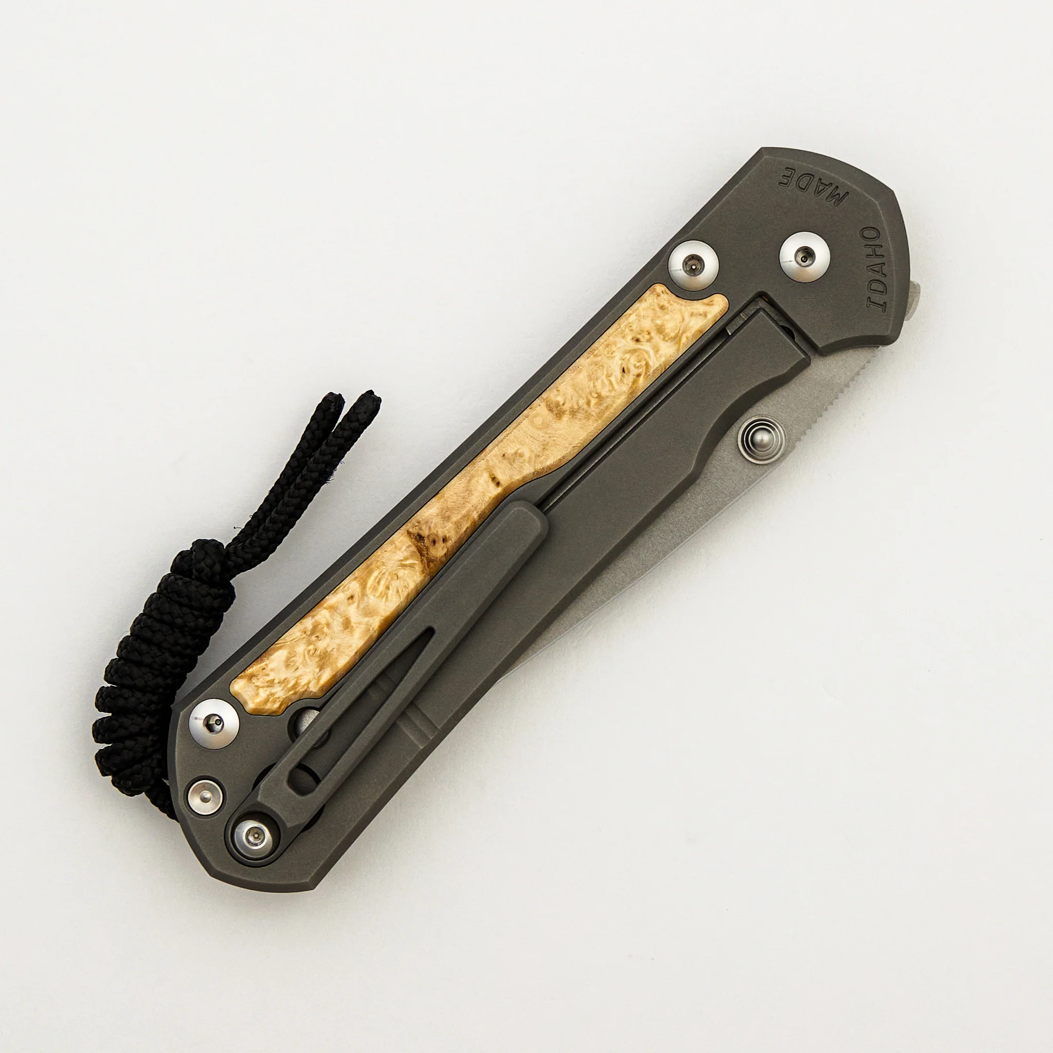 Large Sebenza 31 - Box Elder Inlay - Drop Point CPM MagnaCut Blade - MIM Clip - Silver Double Thumb Lugs - Image 18