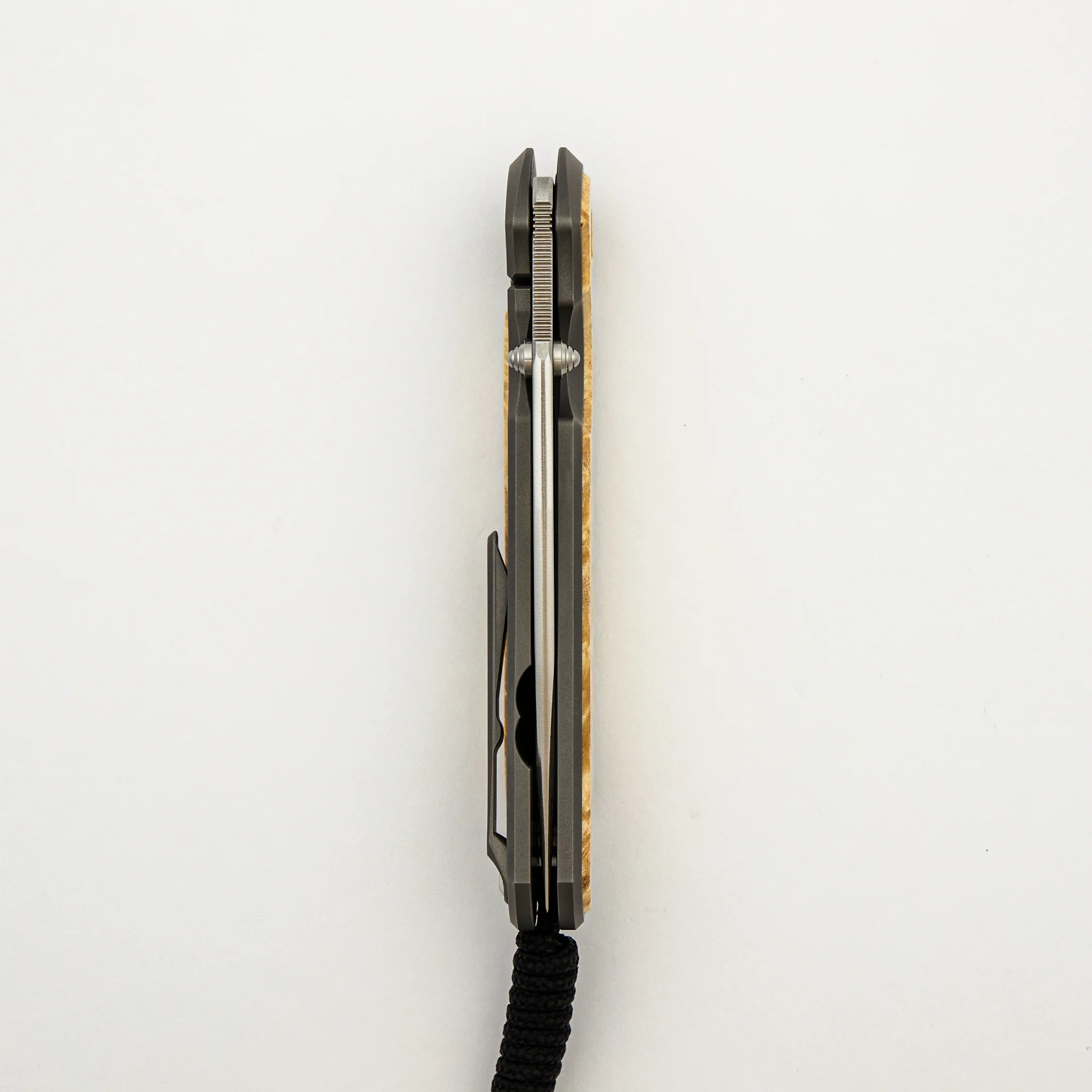 Large Sebenza 31 - Box Elder Inlay - Drop Point CPM MagnaCut Blade - MIM Clip - Silver Double Thumb Lugs - Image 19