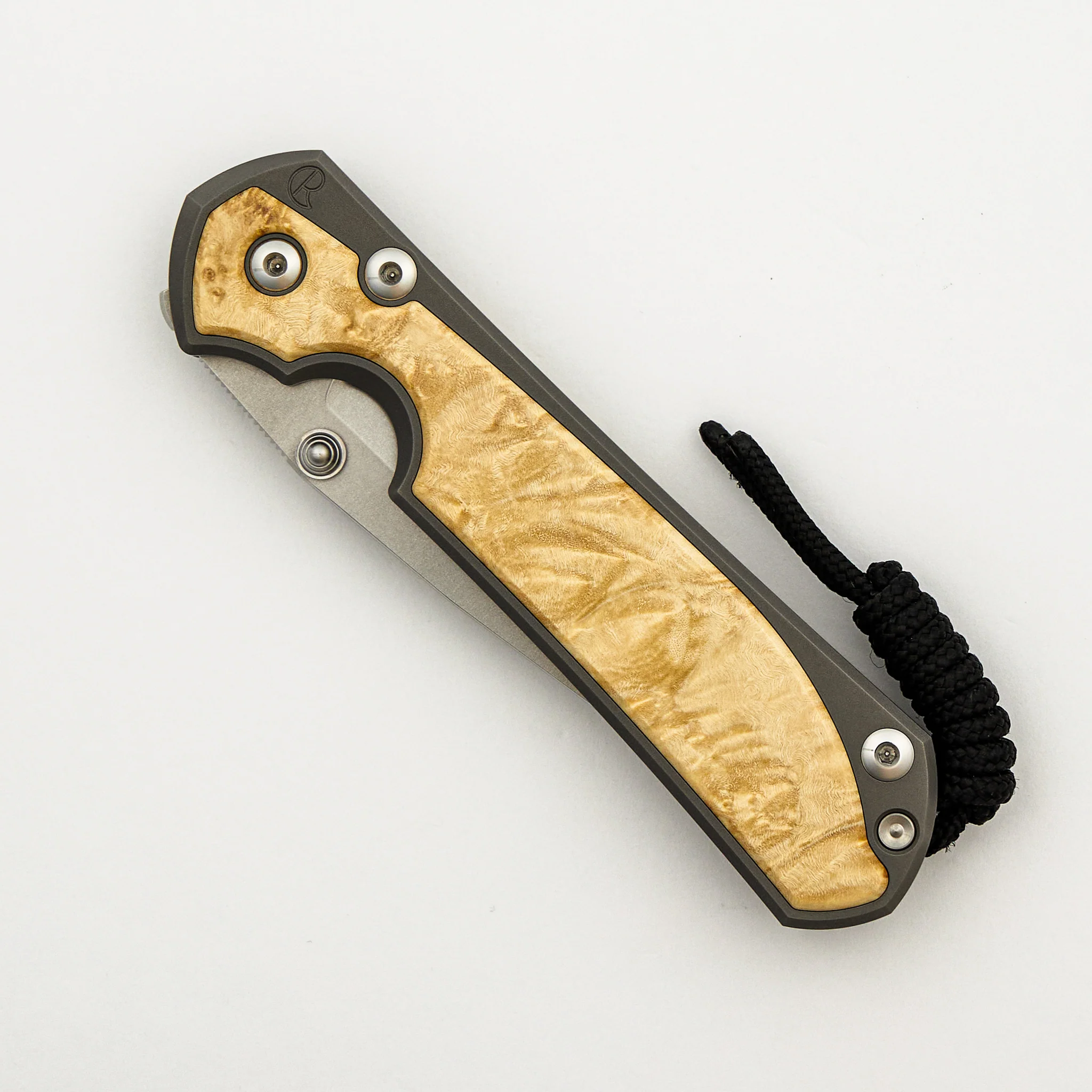 Large Sebenza 31 - Box Elder Inlay - Drop Point CPM MagnaCut Blade - MIM Clip - Silver Double Thumb Lugs - Image 3